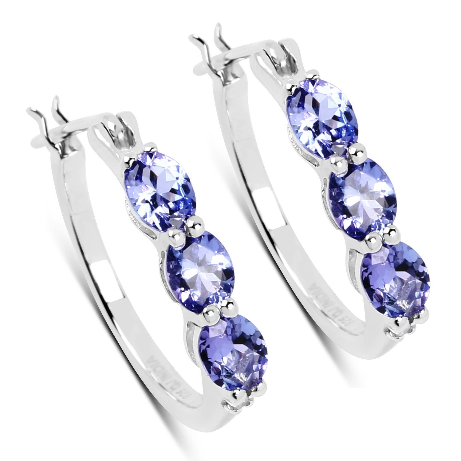 Authentic Tanzanite & Diamond 3-Stone Stud Earrings for Women | Luxury Jewelry Gift for Anniversary, Wedding & Special Occasions