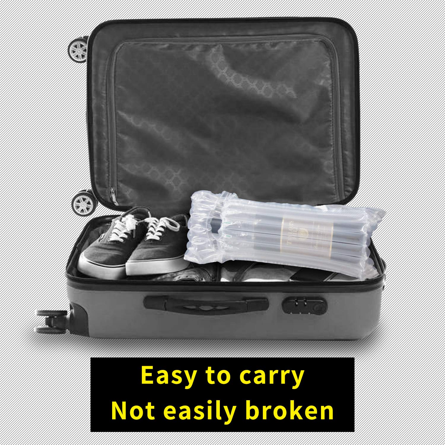 100 Pack Reusable Inflatable Wine Bottle Protectors - Travel Air Column Sleeves for Safe Wine Transportation | Bubble Wrap Alternative for Shipping, Moving & Gifting (Air Pump Not Included) | Perfect for Home Movers, Wine Collectors & E-commerce Sellers