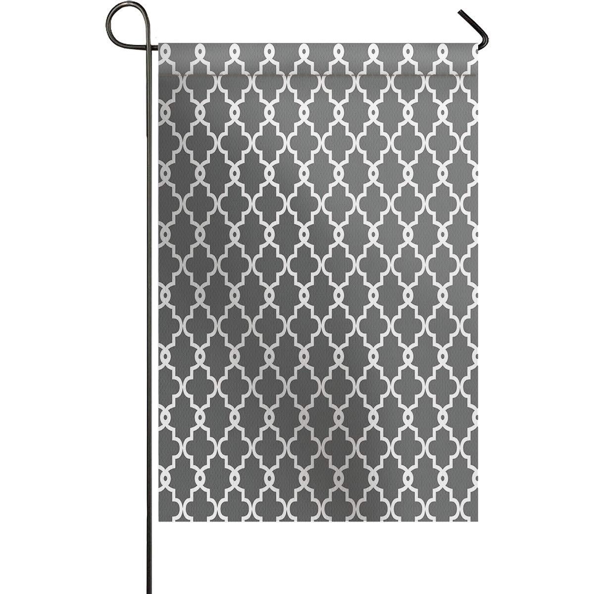 Premium Mini Garden Flag - Classic Moroccan Trellis Geometric Design in Gray & White | Weather-Resistant Burlap Outdoor Decor for Yard, Patio & Front Porch | Double-Stitched Durable 28 x 40 Inch Welcome Flag for Home & Garden Decoration