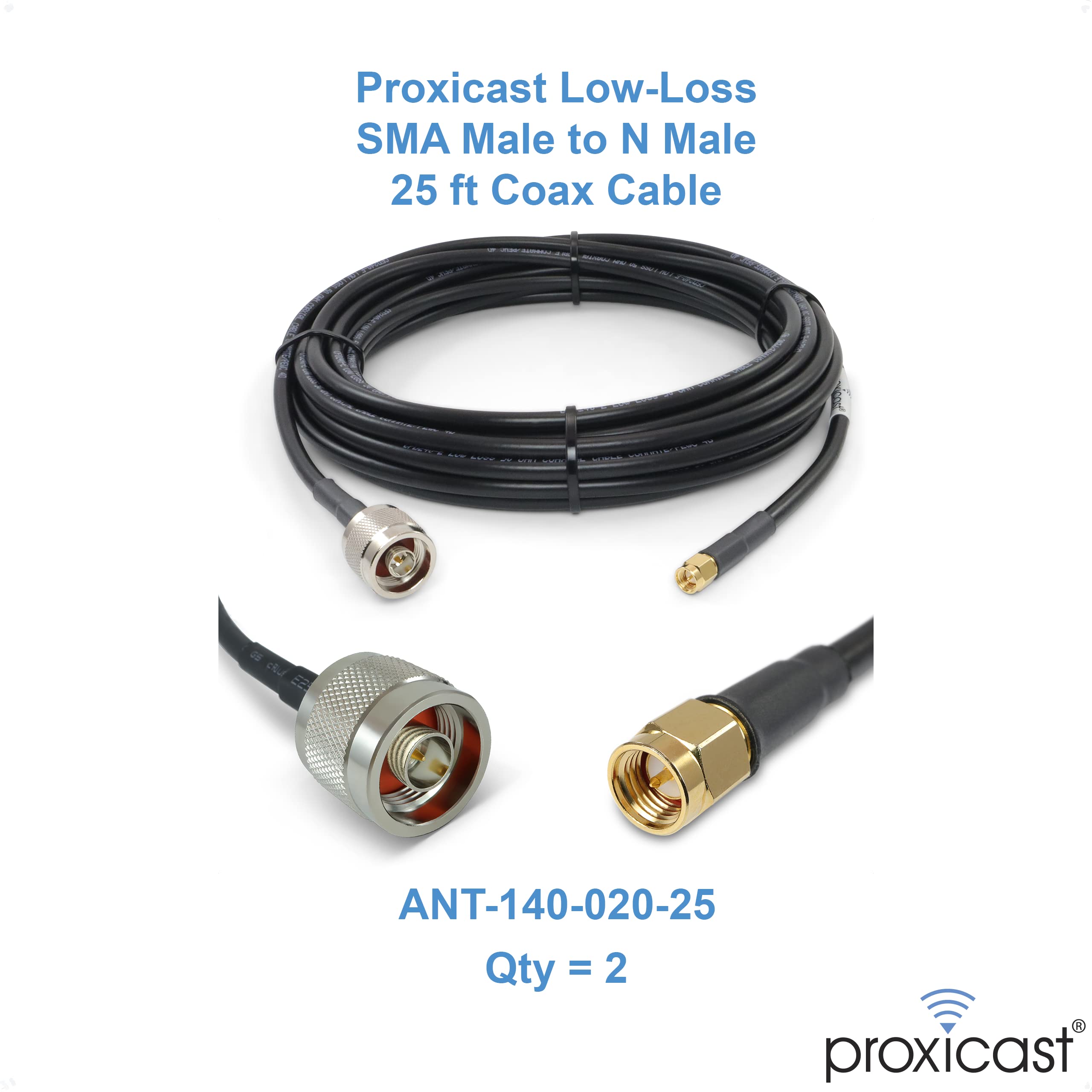 High-Gain Cross-Polarized Antenna with 2X 25ft SMA/N Cables & Free Silicone Tape - ANT-129-001-BDL-25 - Perfect for Wireless Networking, IoT Devices, and Signal Boosting Applications