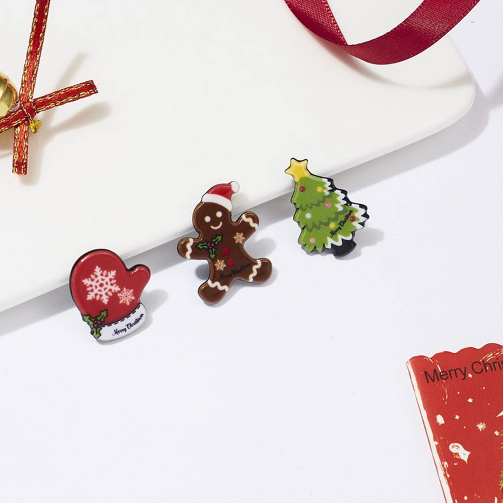 9-Piece Christmas Brooch Pin Set - Santa Claus, Reindeer, Snowman, Bells & Tree Pins for Xmas Decorations | Festive Holiday Jewelry for Gifts, Stockings & Sweater Accessories