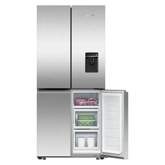 Fisher & Paykel 498L Quad Door Refrigerator Freezer with Ice & Water Dispenser - Stainless Steel | Large Capacity Smart Fridge for Modern Kitchen & Family Use