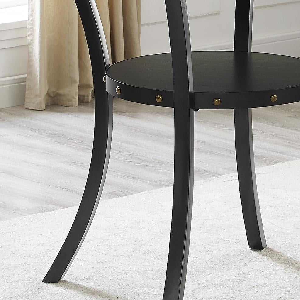 Roundhill Furniture Biony Counter Height Round Dining Table with Nailhead Trim - 36 Inch Espresso Wood Kitchen Table for Small Spaces, Breakfast Nook & Modern Dining Rooms