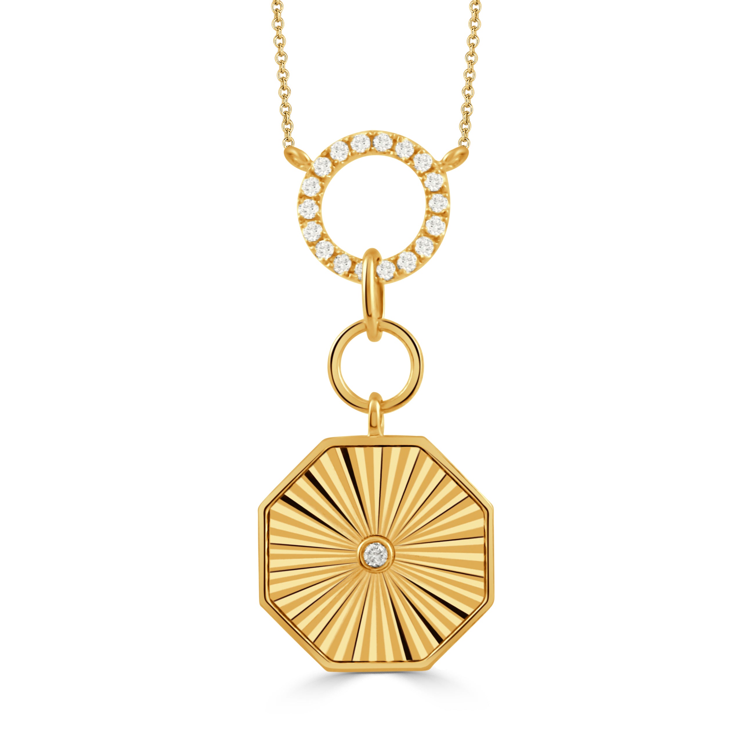 18K Yellow Gold Octagon Diamond Pendant Necklace for Women - Elegant Jewelry Gift for Birthday, Anniversary & Special Occasions
