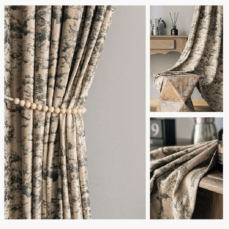 Ethan Modern Luxury Velvet Textured Curtains - Soft Beige Blackout Drapes for Living Room & Bedroom - Premium Thermal Insulated Window Treatments for Home Decor