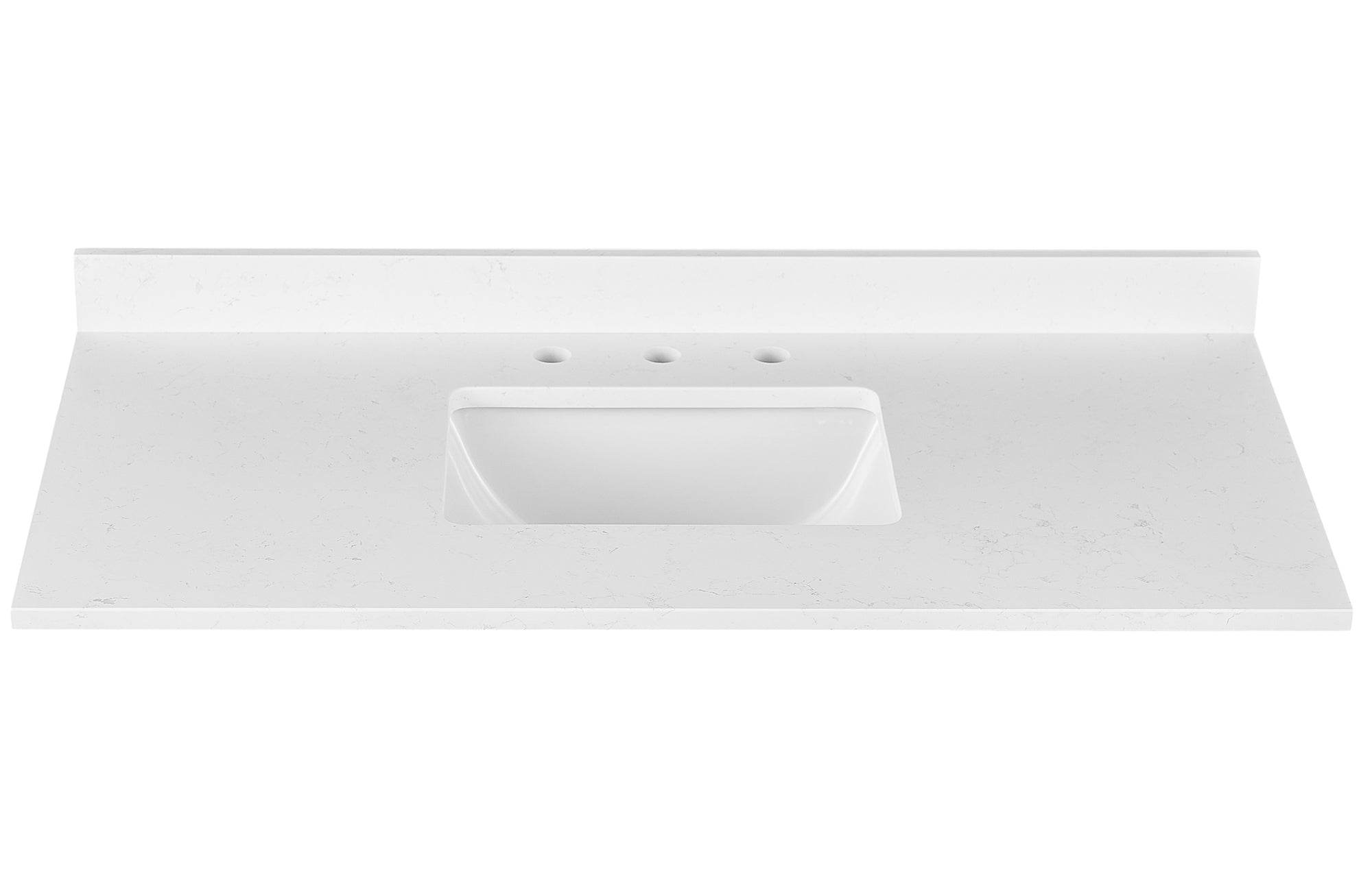 Amalfi 49W x 22D White Engineered Marble Bathroom Vanity Top with Rectangular Undermount Sink - Perfect for Modern Master Bath & Powder Room Renovations