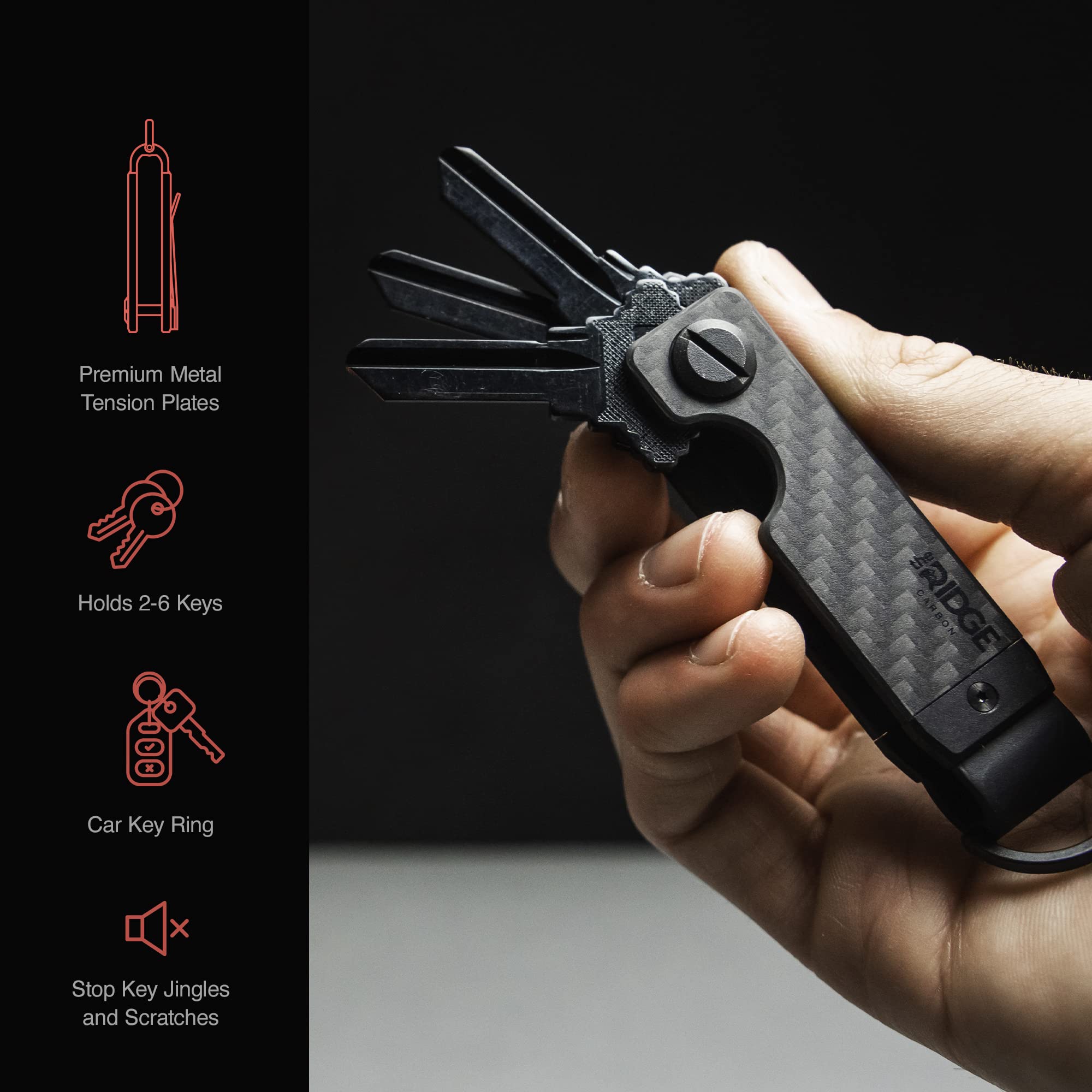 The Ridge Key Organizer - Slim Metal Key Holder for Men & Women | Minimalist Keychain with Secure Locking Mechanism (Holds 2-6 Keys) | Perfect for Home, Office, Travel & Everyday Carry (EDC)