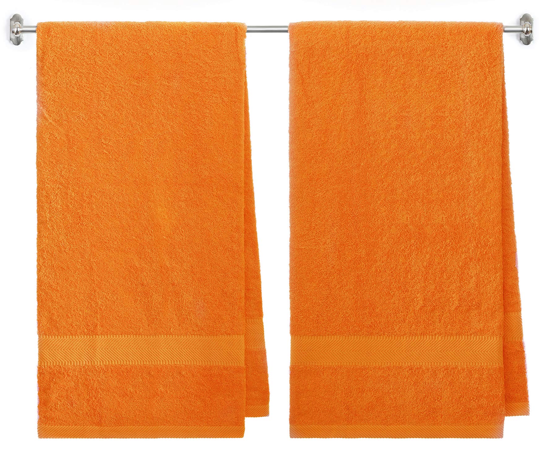 Personalized Embroidered Bath & Pool Towels - Custom Monogrammed Orange Towel Set (2 Pack) - Perfect Gift for Friends, Family, Beach & Spa Use