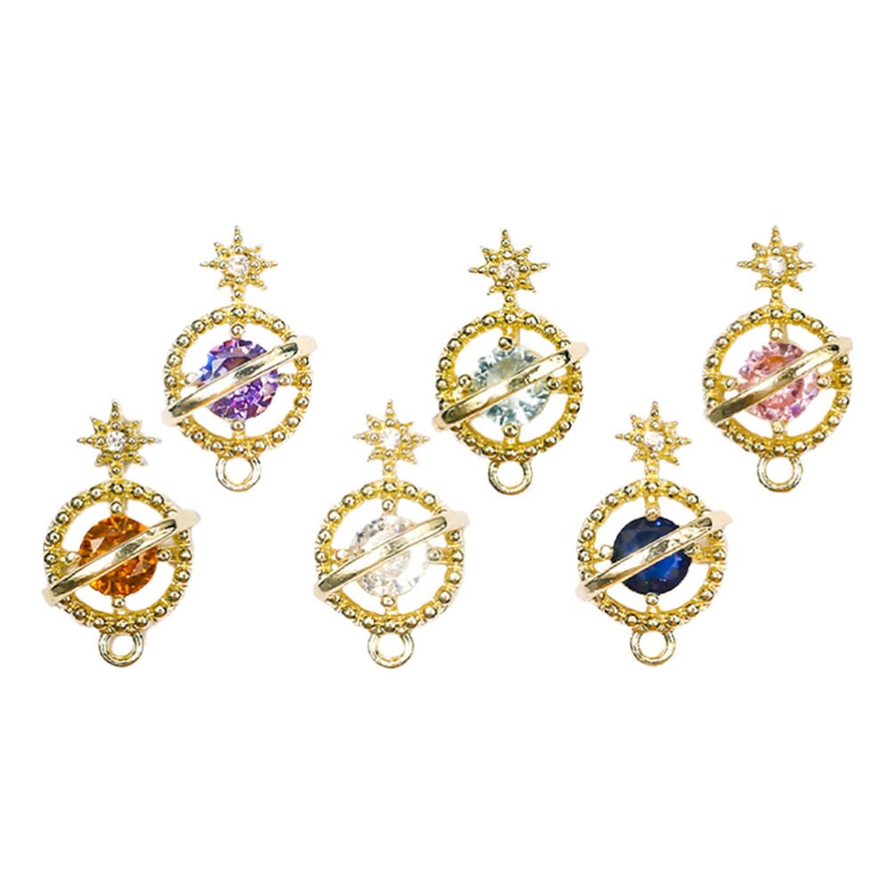 FOMIYES 6Pcs 3D Saturn Planet Nail Gems - DIY Nail Art Charms, Nail Studs for Nail Decoration | Perfect for Galaxy Nail Designs, Space Themed Manicures & Creative Nail Art Projects