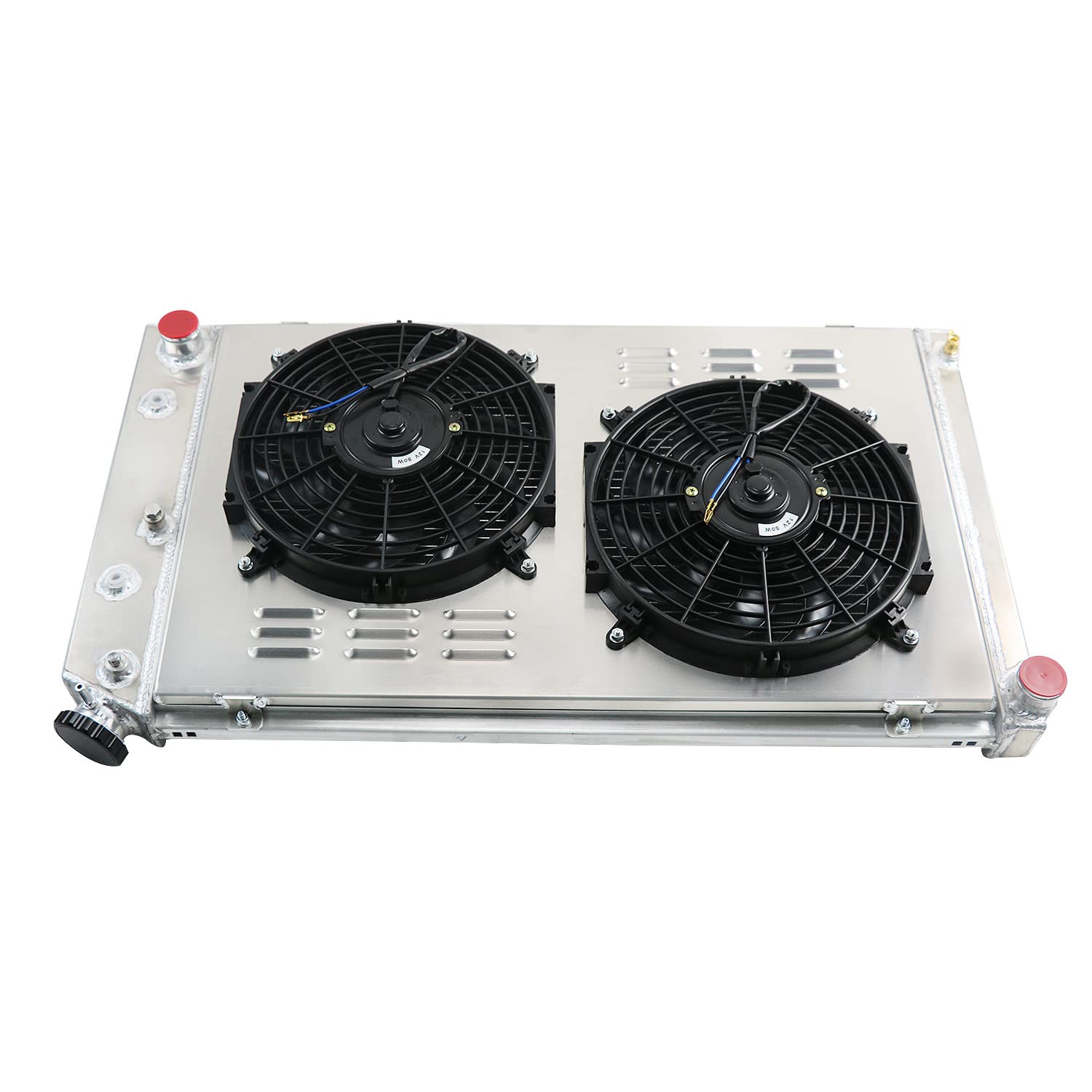 CU161 4-Row Radiator for 1966-1990 Chevy GMC Pontiac Cadillac Buick Oldsmobile - 17 x 28-1/4 Inch Core with Shroud, Fan & Relay Kit - Perfect for Engine Cooling & Performance Upgrades