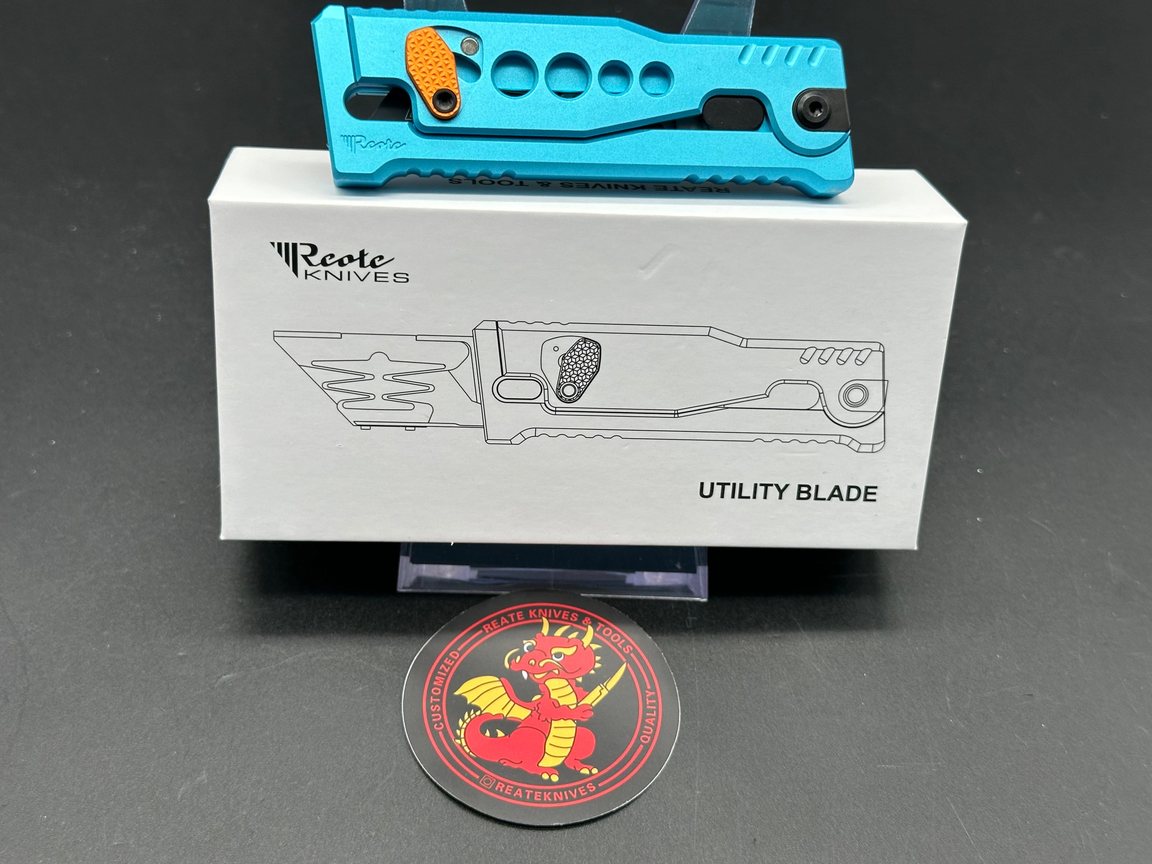 Reate EXO U Gravity Knife - Blue Speedhole Aluminum Folding Pocket Knife with 2.3