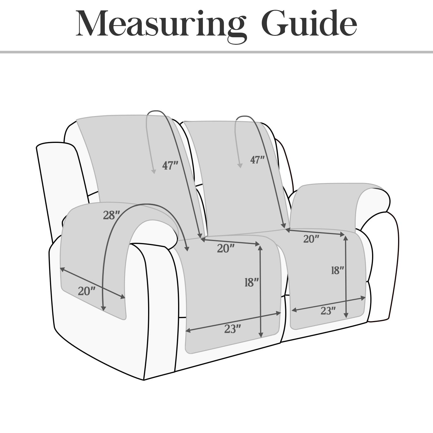 TOMORO Non-Slip Loveseat Recliner Cover - 100% Waterproof Quilted Furniture Protector with Storage Pockets & Elastic Straps - Washable Sofa Slipcover for Kids & Pets - Perfect for Living Room, Home Theater & Family Gatherings