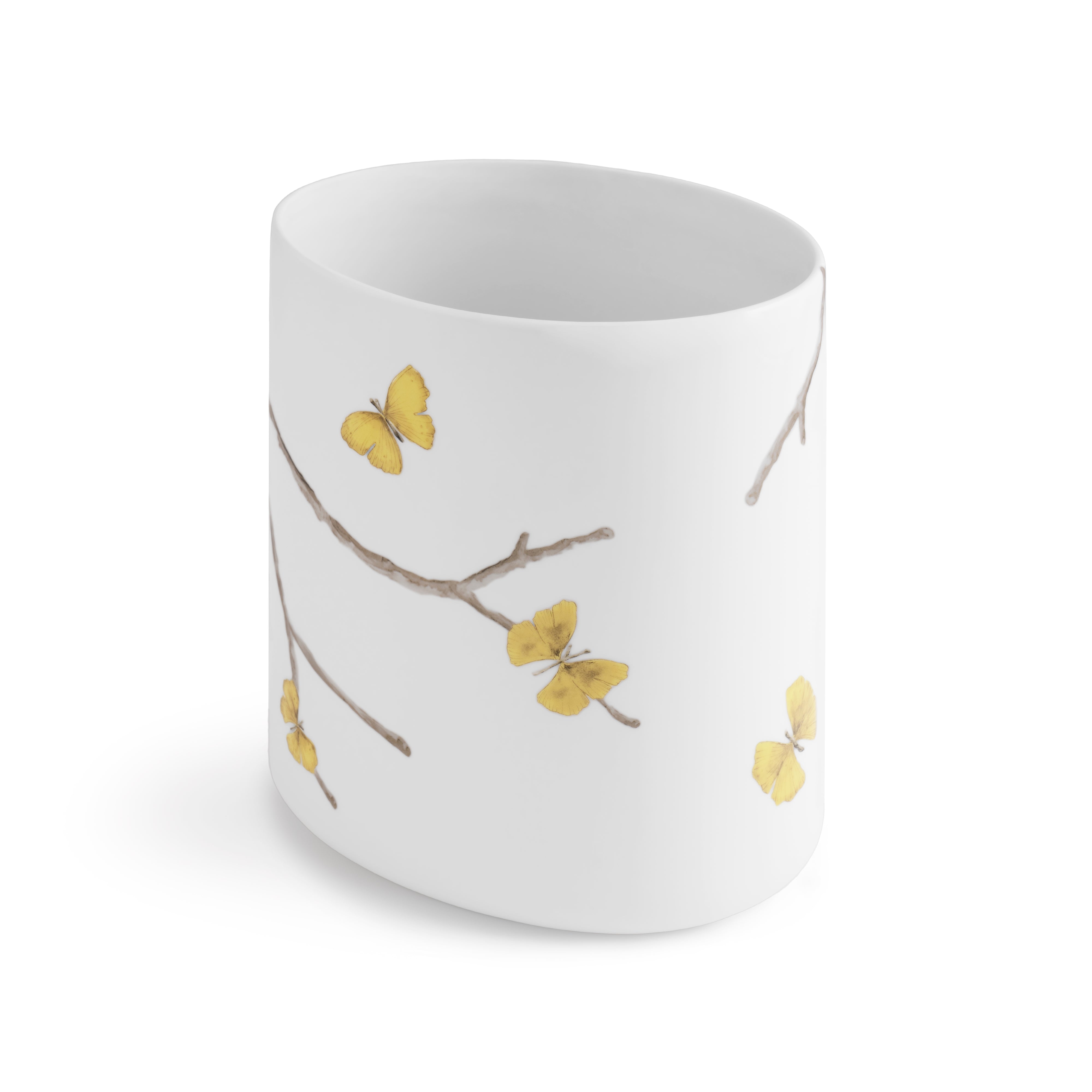 Butterfly Ginkgo Porcelain Bathroom Set - Elegant Soap Dish, Toothbrush Holder & Tumbler for Spa-Like Luxury at Home