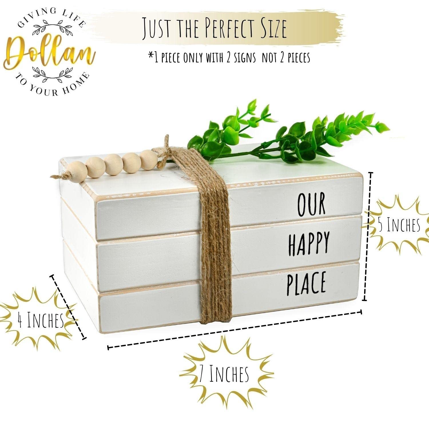 2in1 Stacked Books Decor - Farmhouse Style for Coffee Table & Home
