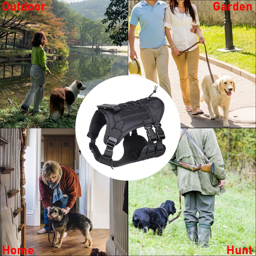 Tactical Dog Harness - Medium Black 900D Nylon No-Pull Military Vest with Molle System for Training, Hunting & Outdoor Adventures - Perfect for German Shepherds, Rottweilers & Large Breed Dogs