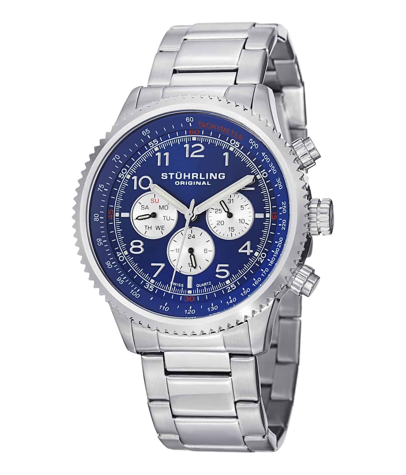 Silhouette Pro 858B GMT Quartz 44mm Chronograph Watch for Men - Waterproof Sports Chrono with Date Display - Perfect for Travel, Diving & Business Meetings