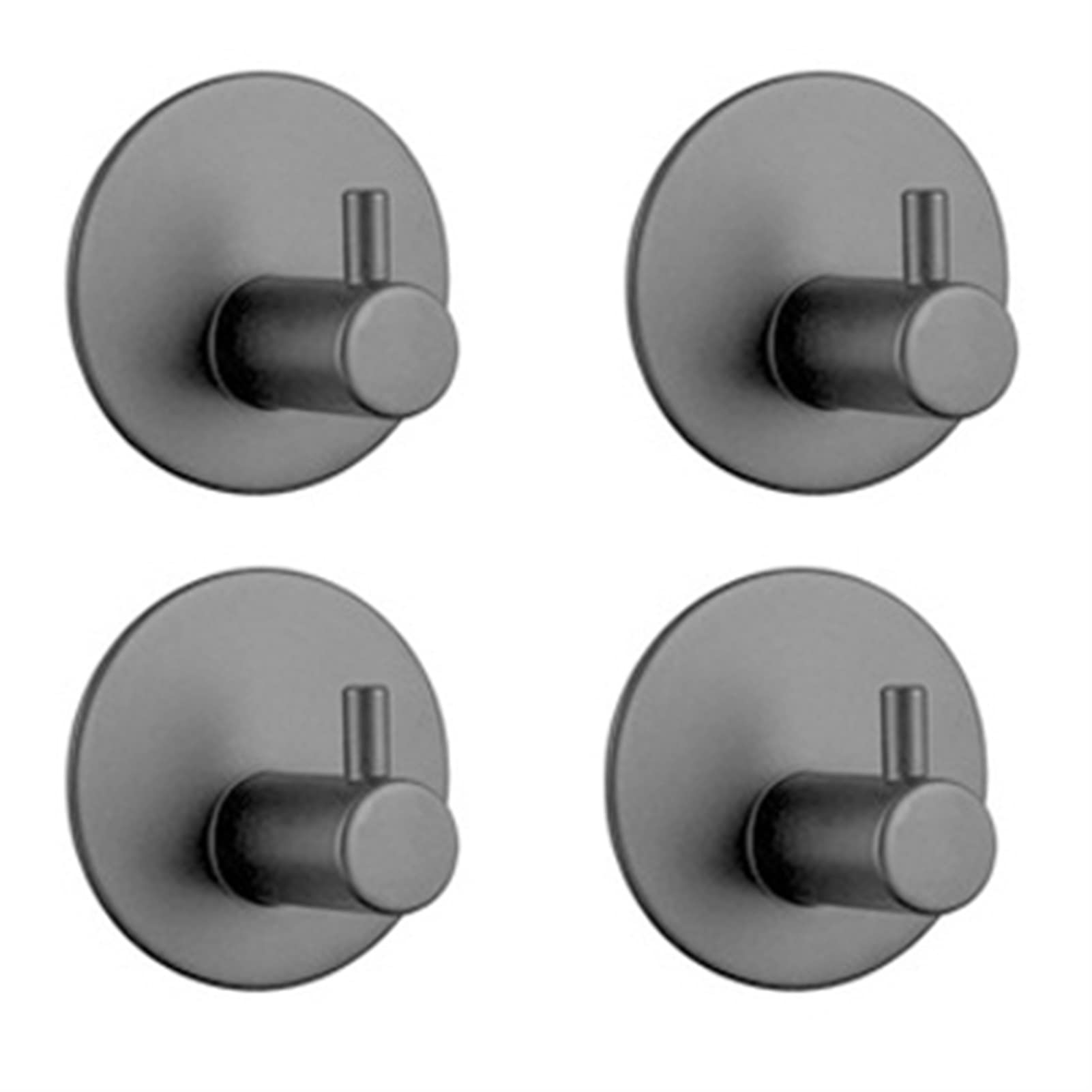4-Pack Self-Adhesive Stainless Steel Hooks - Heavy Duty Towel Hooks, Shower Hooks & Key Holders for Bathroom, Kitchen, Outdoor Use (Black) - Perfect for Organizing Bath Towels, Robes, Keys & Utensils