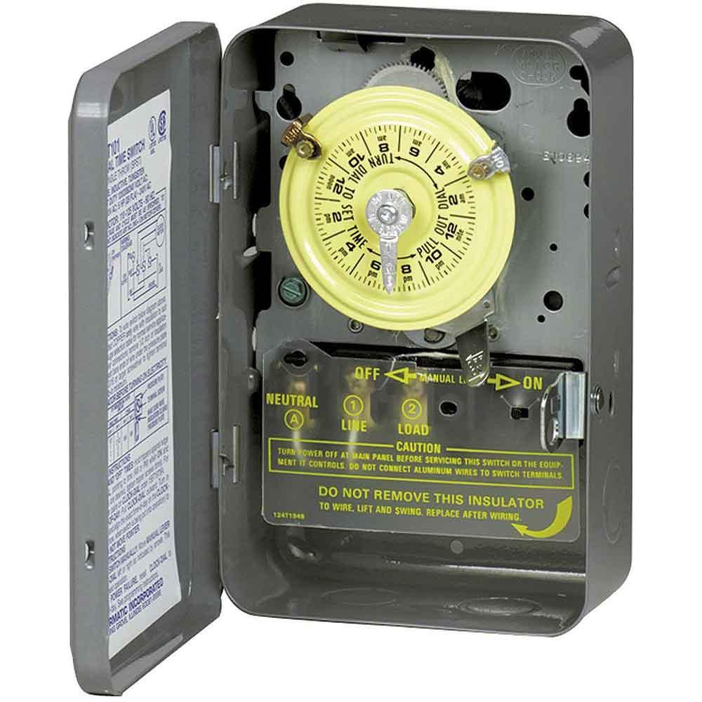 40 Amp 240 Volt 24 Hour Mechanical Timer Switch SPST Gray - Heavy Duty Outdoor/Indoor Use for Pools, Water Heaters & Lighting Systems