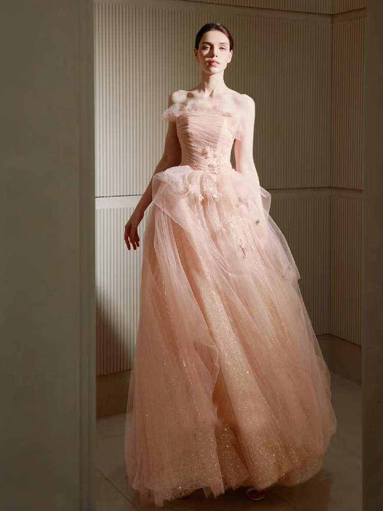 Light Pink A Line Tulle Prom Dress for Sweet 16 Birthday Party - Elegant J5172 Gown for Homecoming, Quinceañera & Formal Events