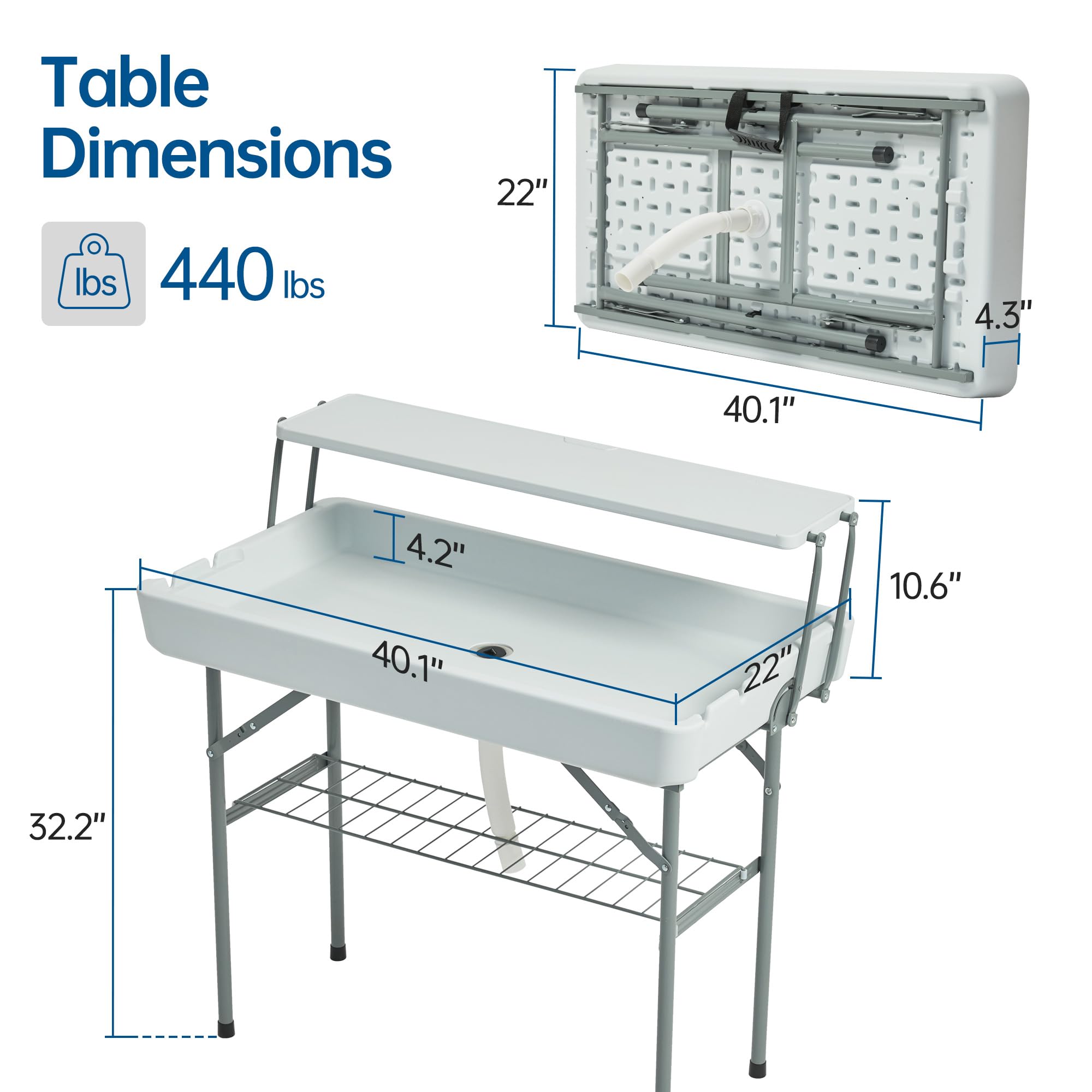 **Portable Folding Ice Cooler Table with Removable Skirt, Large Sink & Drain – Perfect for Outdoor BBQs, Camping & Tailgating Parties**