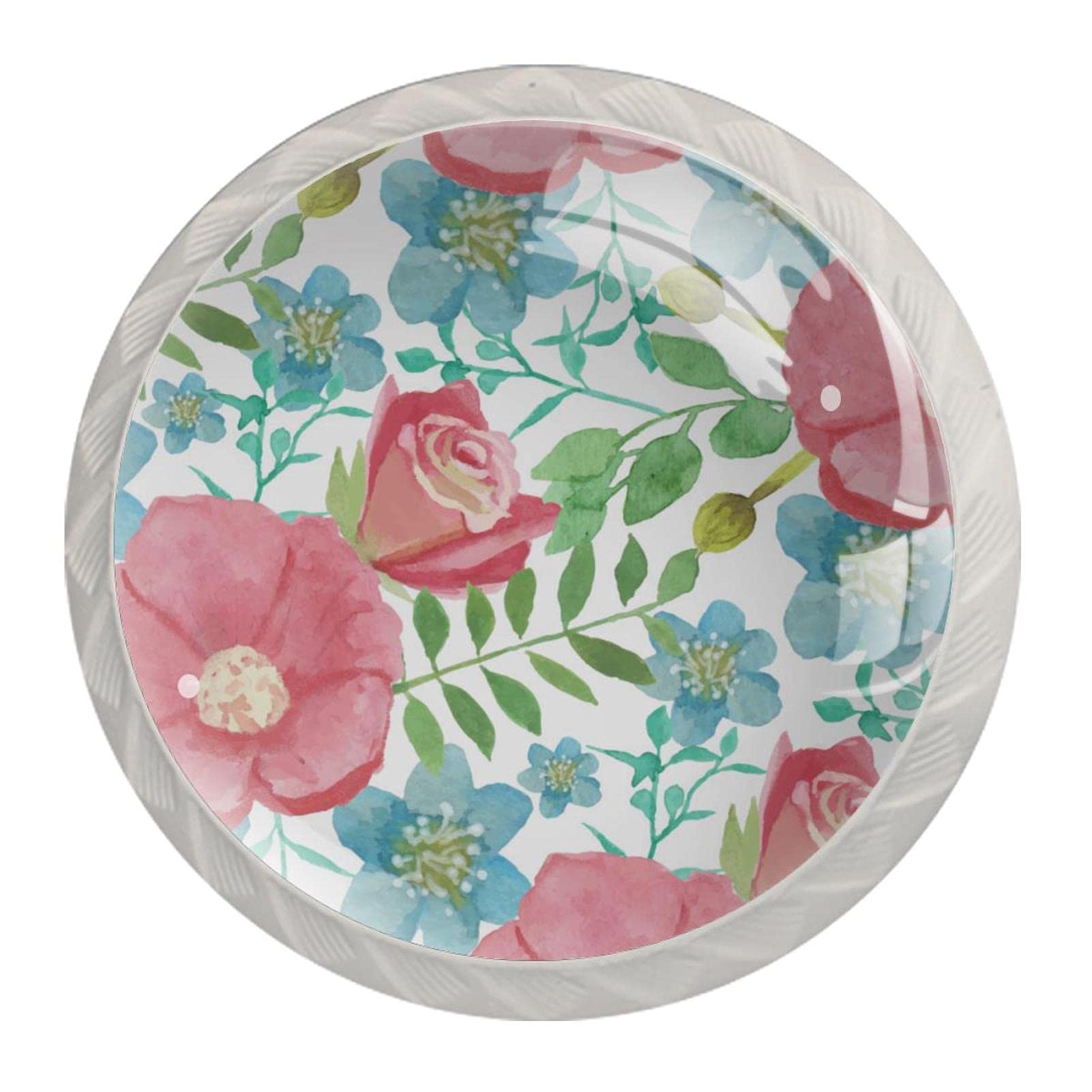 44 Pack Floral Watercolor Round Cabinet Pulls and Knobs Set - Vintage Drawer Handles for Kitchen Cabinets, Cupboards & Furniture (Perfect for Home Renovation & DIY Projects)