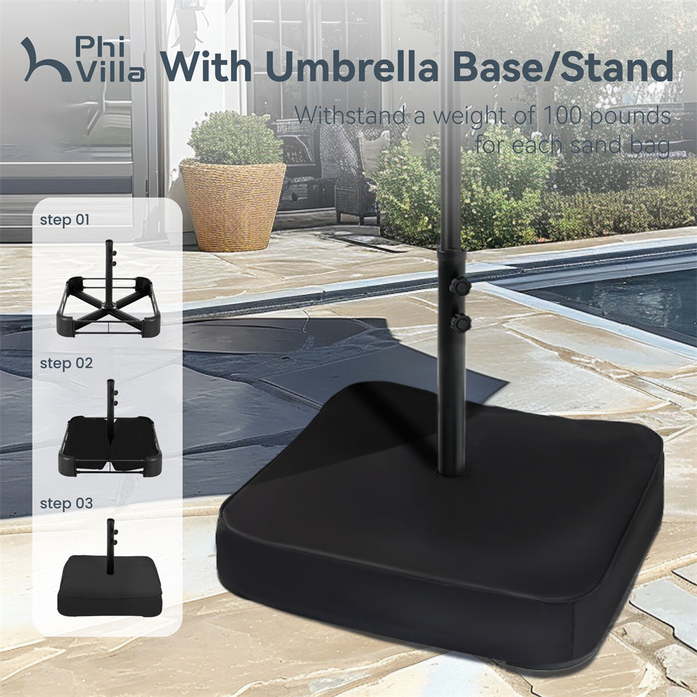PHI VILLA 15ft Double Sided Extra Large Patio Umbrella with Base - Outdoor Sun Shade for Pool, Garden, Backyard and Beach - Heavy Duty Cantilever Market Umbrella for Commercial or Residential Use