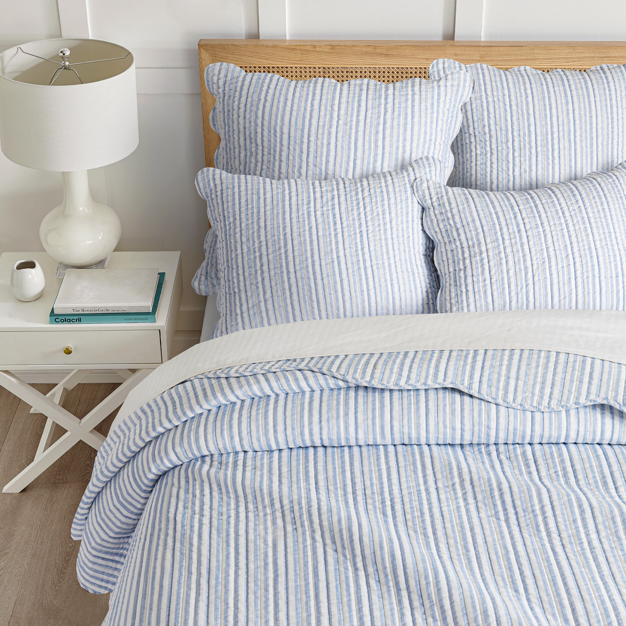 Martha Stripe Blue Dorm Quilt Set - Soft & Cozy Twin Size Bedding for College Students - Perfect for Dorm Rooms, Guest Beds & Sleepovers
