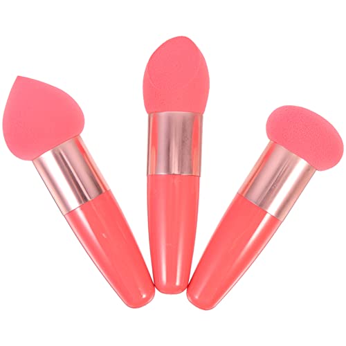 Beaupretty 3Pcs Professional Makeup Sponge Set - Foundation Blending Sponge with Handle, Cosmetic Beauty Blender for Flawless Makeup Application | Perfect for Liquid, Cream & Powder Foundations | Home & Travel Use
