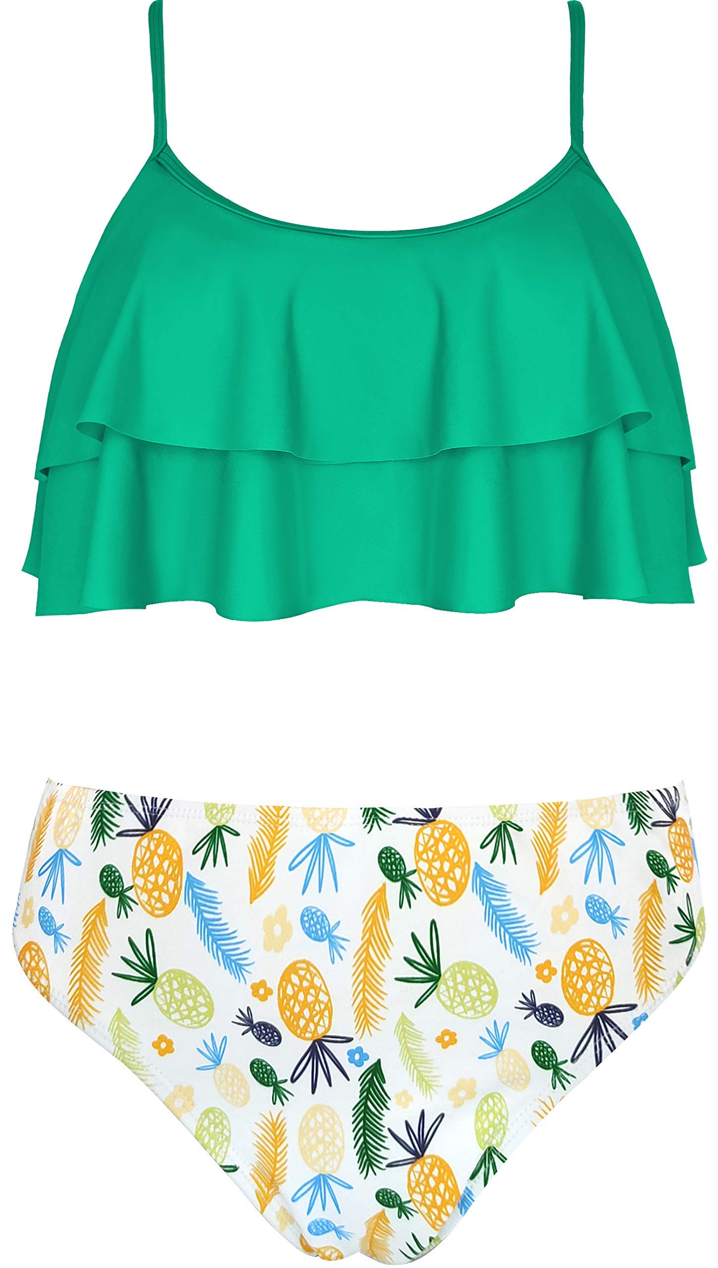 SHEKINI Girls Floral Print Ruffle Bikini Two Piece Swimsuit - Cute Beachwear for Summer Pool Party & Vacation