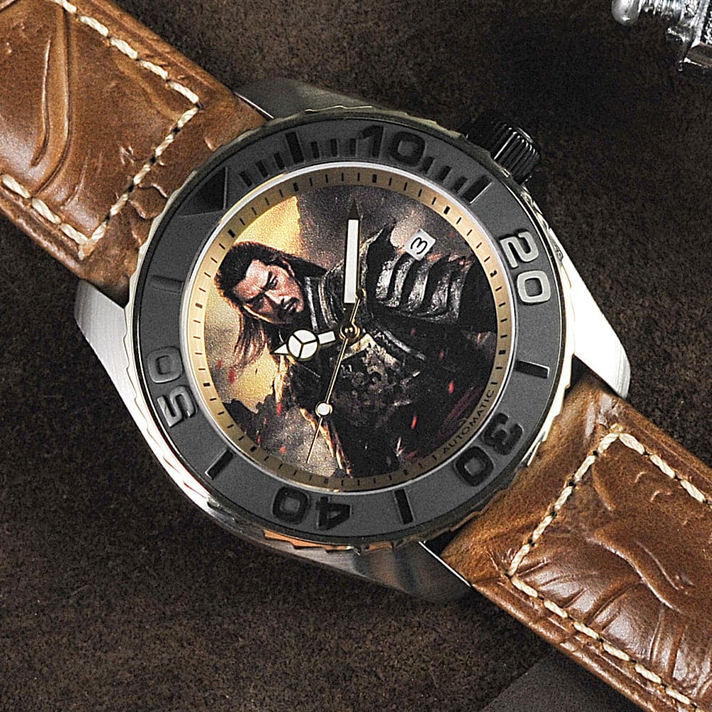 AG Collective Imperial Three Kingdoms Series Brown Leather Strap Men's Watch G 8040 SAN IMP - Classic Vintage Style for Business, Casual & Formal Occasions
