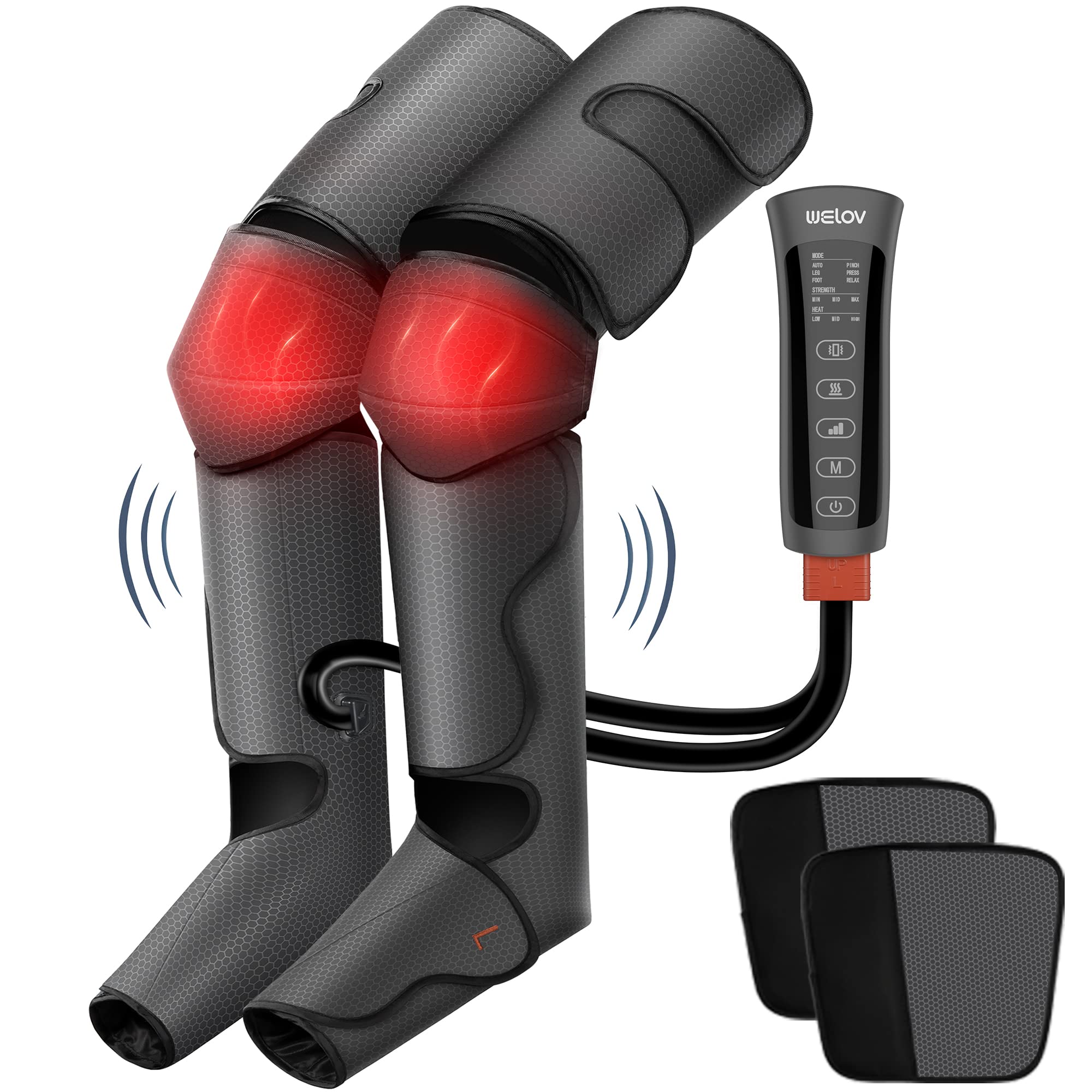 WELOV Leg Compression Massager with Heat & Vibration - 6 Massage Modes for Circulation, Pain Relief & Relaxation - Perfect Gift for Women, Men, Mom & Dad - Ideal for Post-Workout Recovery, Office Use & Home Relaxation