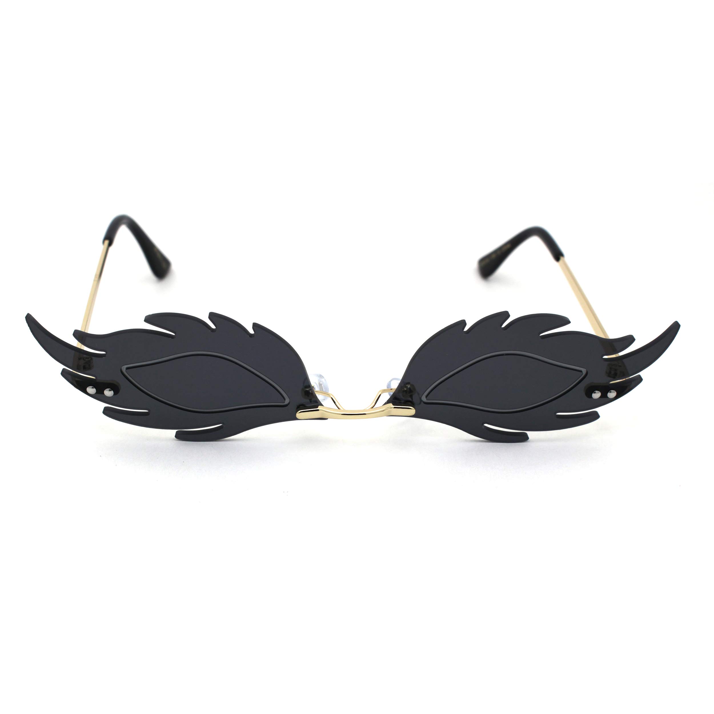 Women's Rose Leaf Shaped Lens Hippie Sunglasses - Trendy Pop Color Cat Eye Shades for Beach, Festival & Summer Fashion Accessories