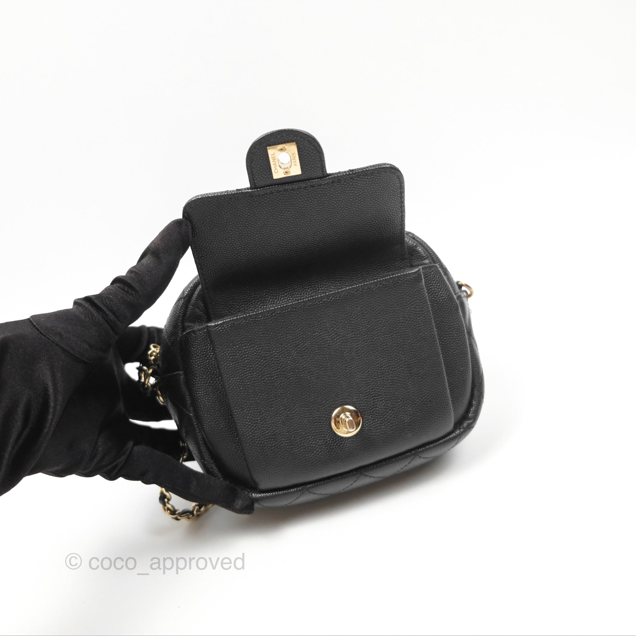 Chanel CC Day Camera Bag in Black Caviar Leather with Gold Hardware - Luxury Crossbody Bag for Women, Perfect for Everyday Use & Special Occasions