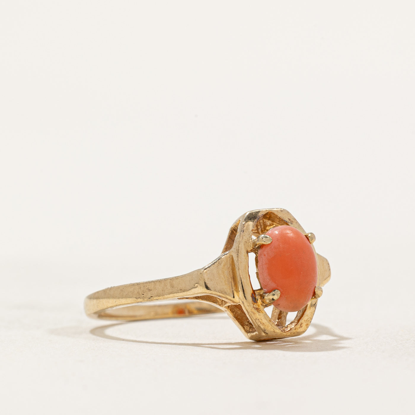 Elegant Oval Cut Coral Ring - 0.54 Carat Natural Coral Gemstone, Size 5.75, Dainty Women's Jewelry for Wedding, Anniversary & Special Occasions
