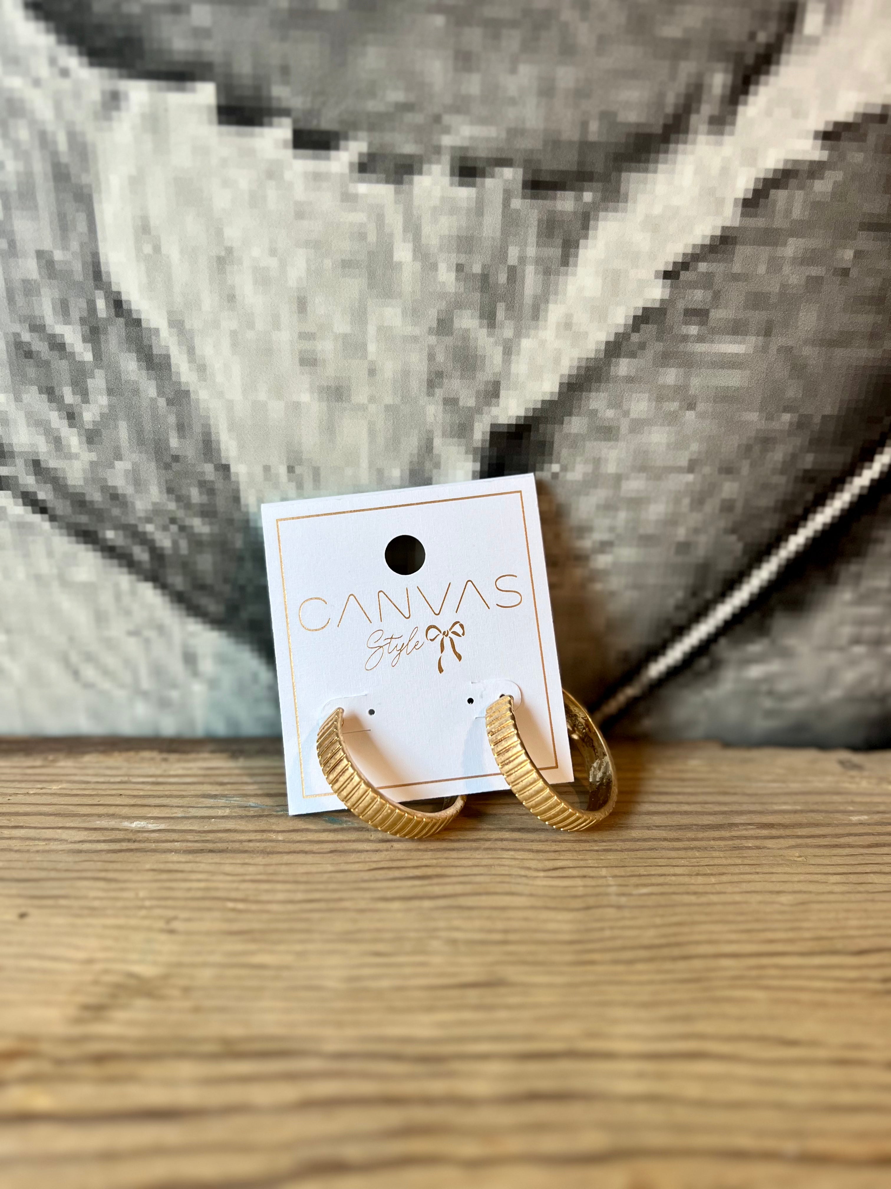 Worn Gold Canvas Phoenix Fluted Hoop Earrings - Boho Chic Statement Jewelry for Women, Perfect for Festivals, Parties & Everyday Wear
