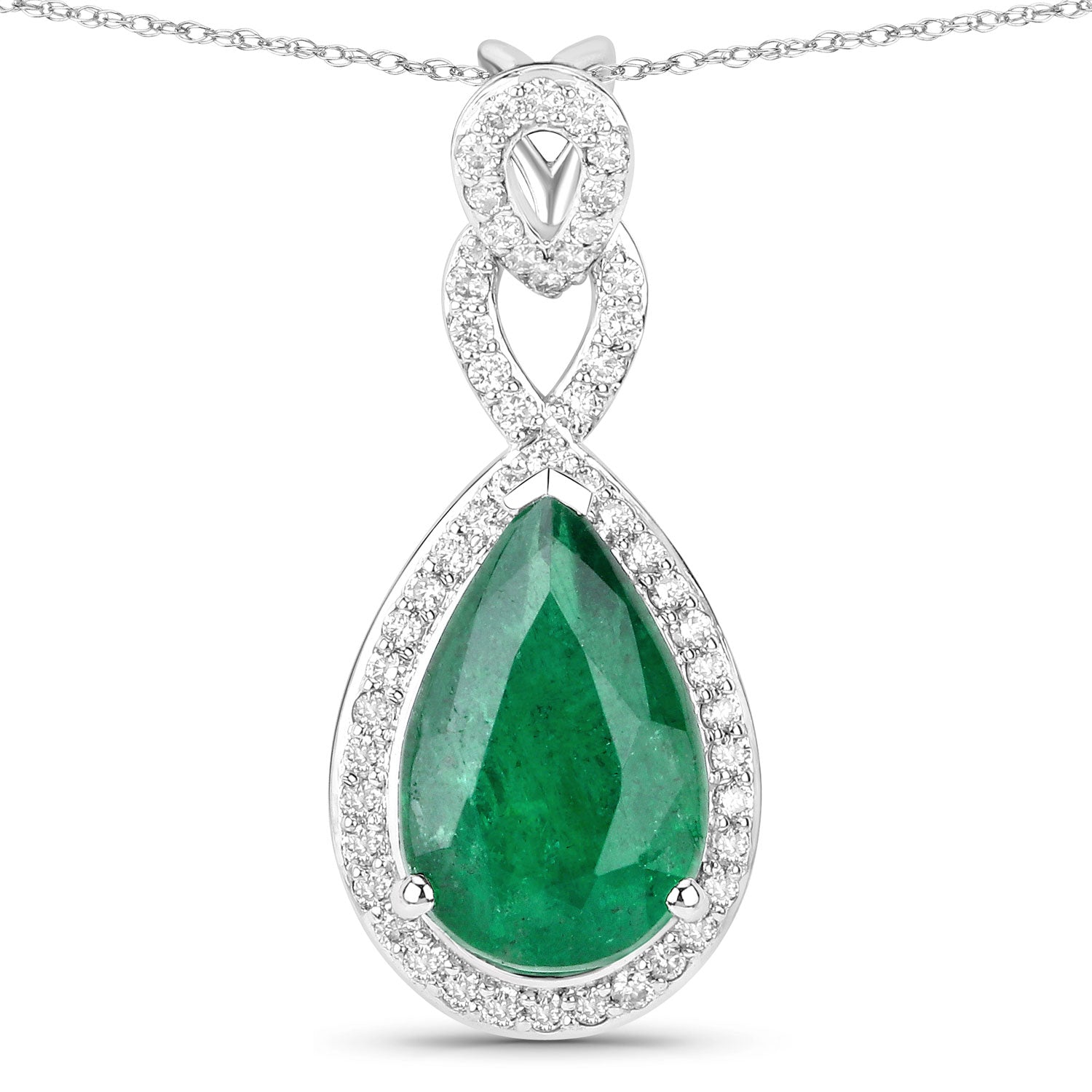 Authentic Zambian Emerald & Diamond 14K Gold Statement Pendant Necklace | Luxury Jewelry Gift for Women | Perfect for Weddings, Anniversaries & Special Occasions