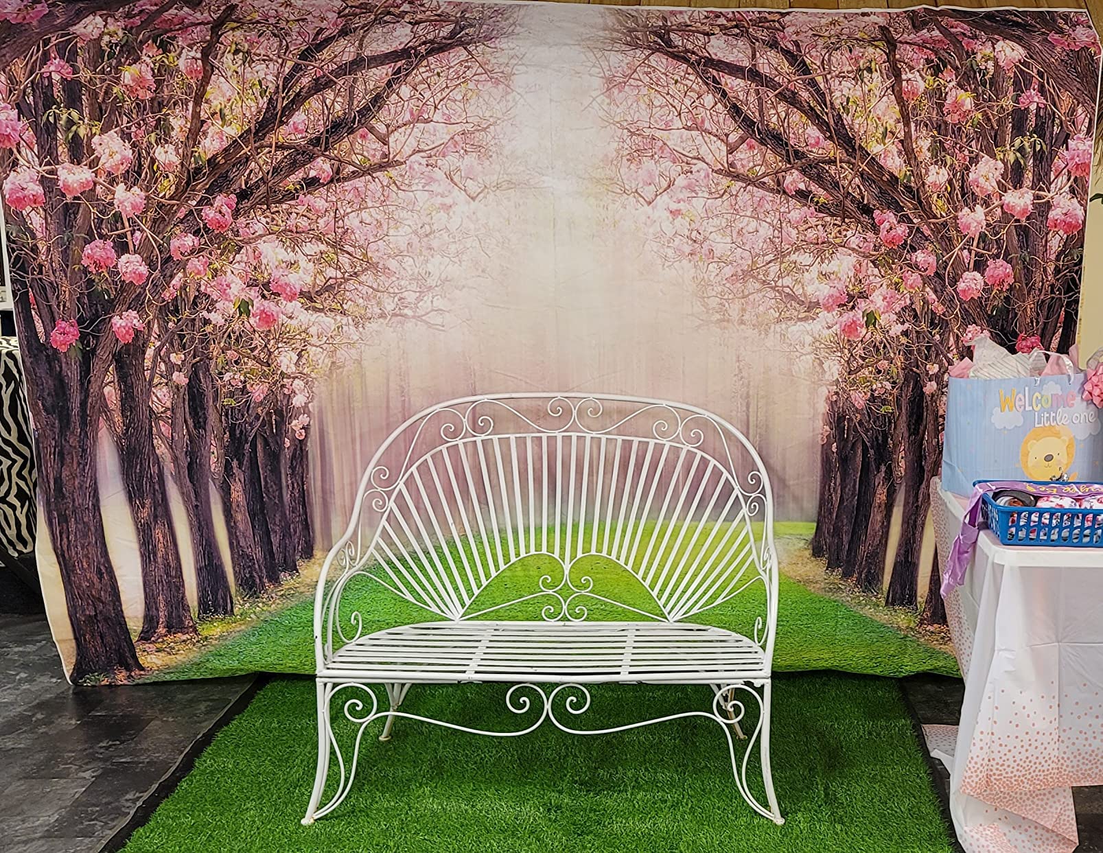 Leowefowa 10x8ft Cherry Blossom Photography Backdrop - Enchanted Garden Vinyl Background for Wedding, Studio, Bridal & Portrait Shoots | Perfect for Ceremonies, Romantic Scenes & Outdoor-Themed Events