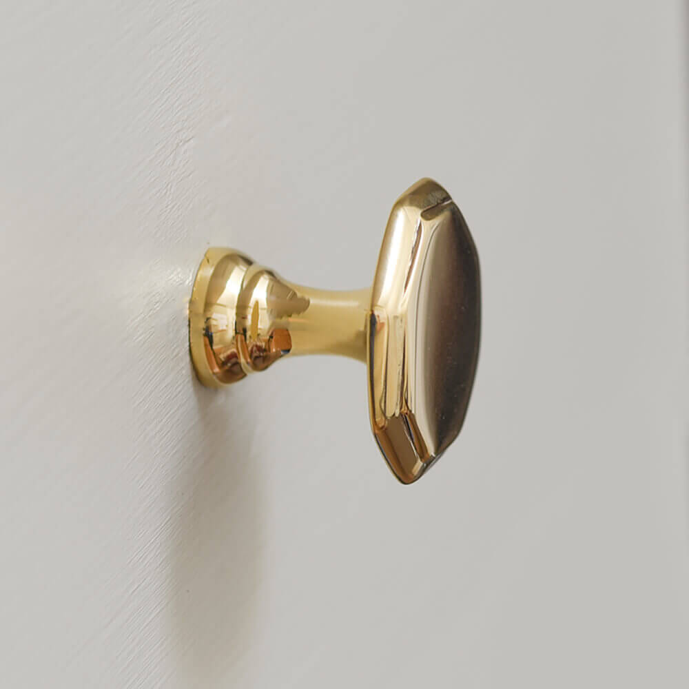 Polished Brass Smooth Top Octagonal Cabinet Knob 32mm - Premium Hardware for Kitchen Cabinets, Dressers & Furniture (Set of 10) - Perfect for Modern Home Decor & DIY Projects