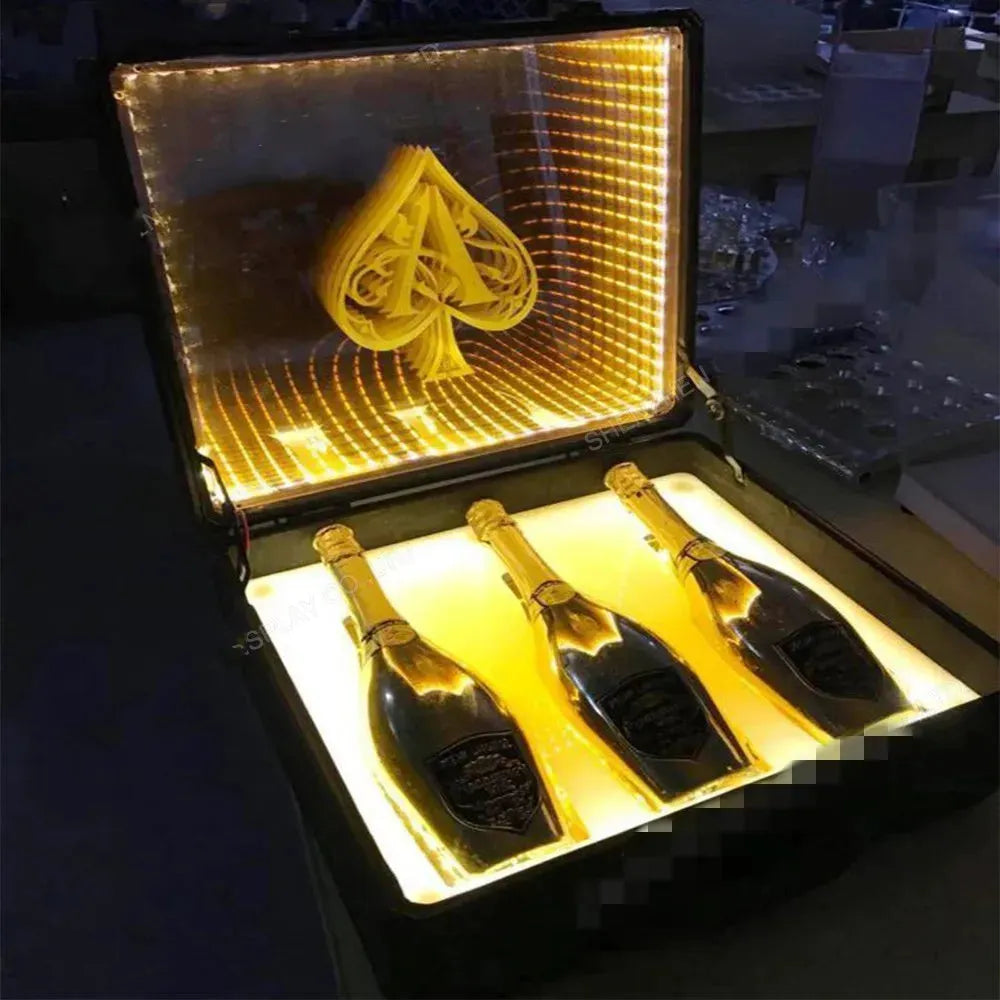 Custom Rechargeable LED Ace of Spade Champagne Bottle Carrier with Logo - Wedding, Nightclub, Party, Lounge & Bar Accessories - Perfect for Celebrations, VIP Events & Club Promotions