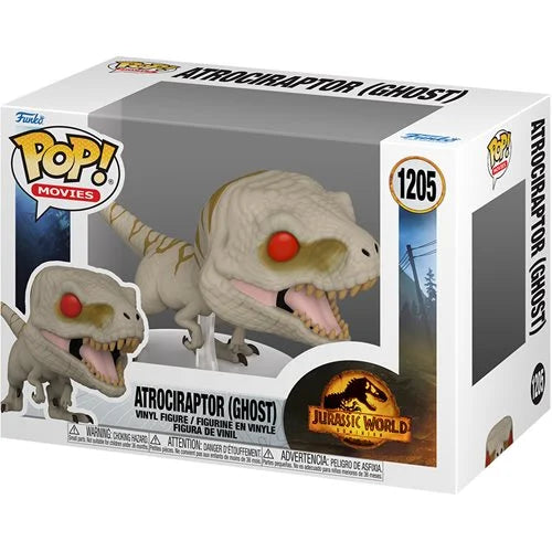 Jurassic World Dominion Atrociraptor Ghost Pop! Vinyl Figure - Collectible Movie Toy for Fans, Home Decor & Gift Idea