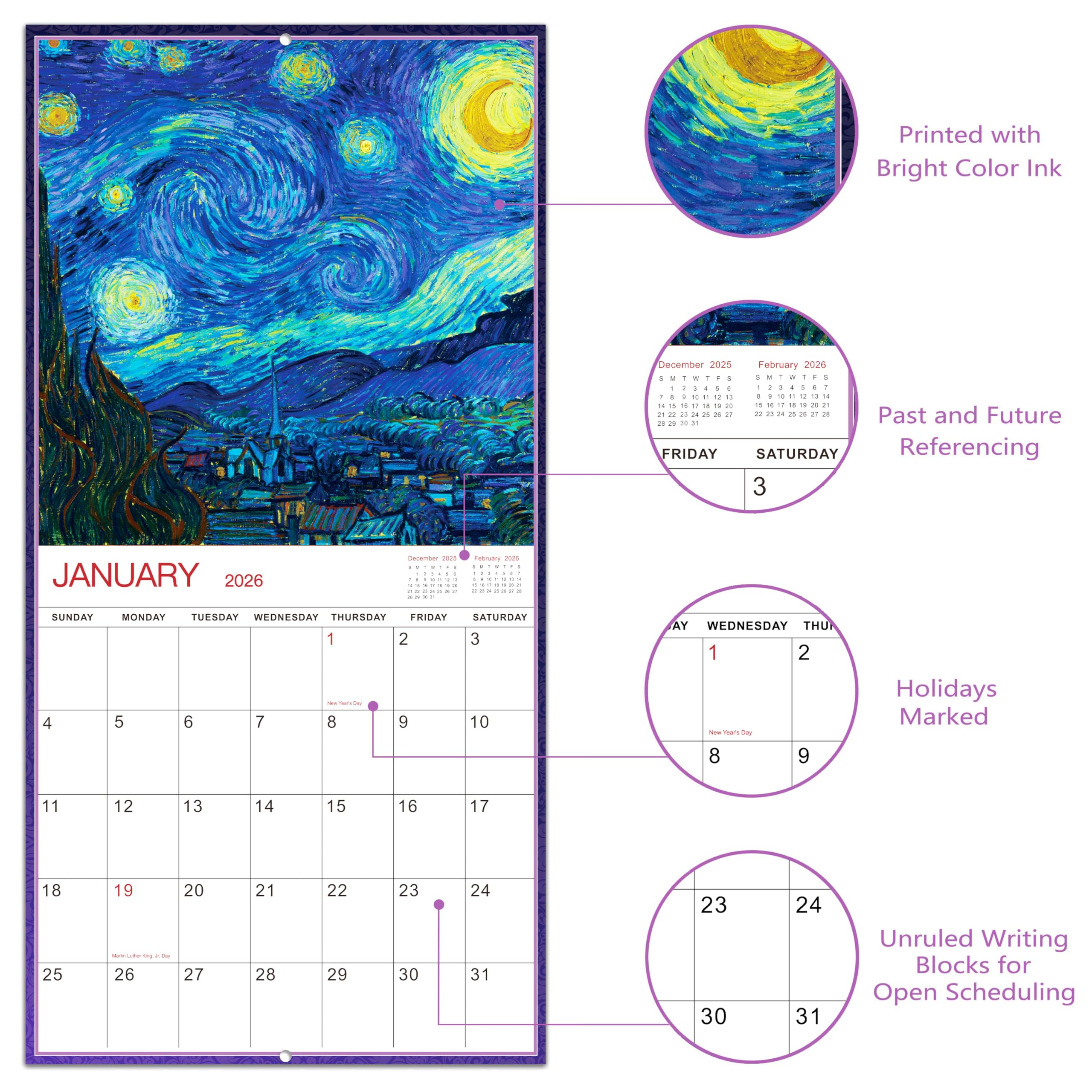 2025-2026 Wall Calendar | 18-Month Monthly Planner from July 2025 to December 2026 | 12