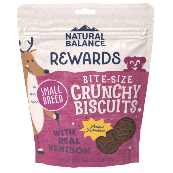 Natural Balance Crunchy Dog Biscuits with Real Venison - Small Breed Recipe, 8oz - Healthy Treats for Training & Rewarding Small Dogs