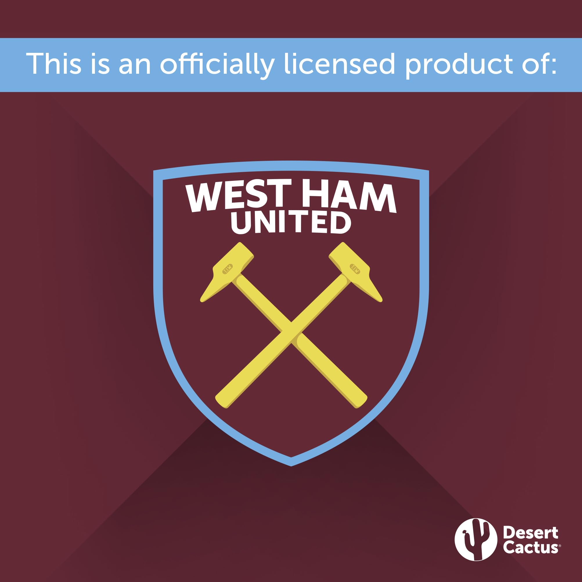 West Ham United Cactus Design Durable PVC Luggage Tag - Soccer Football Travel ID Label for Bags, Backpacks & Suitcases - Perfect for Fans Traveling to Matches & Vacations