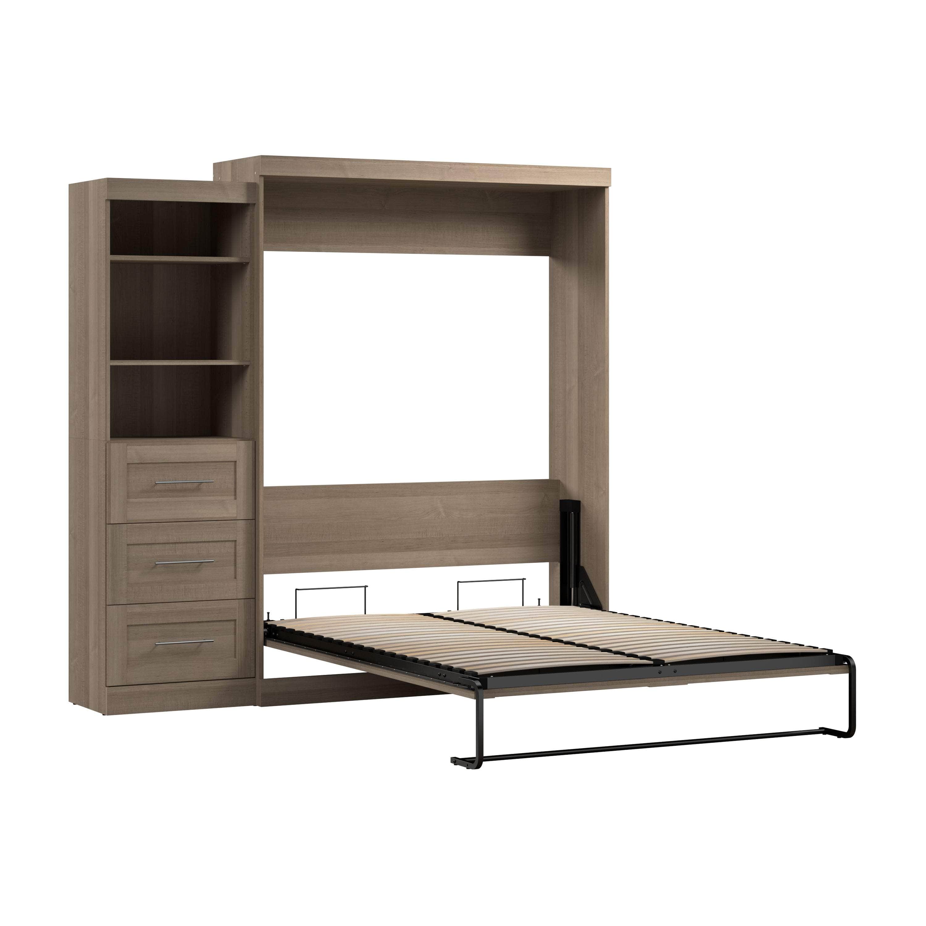 Queen Murphy Wall Bed with Storage Drawers - Space-Saving Foldable Bed for Small Rooms, Apartments & Guest Rooms (90