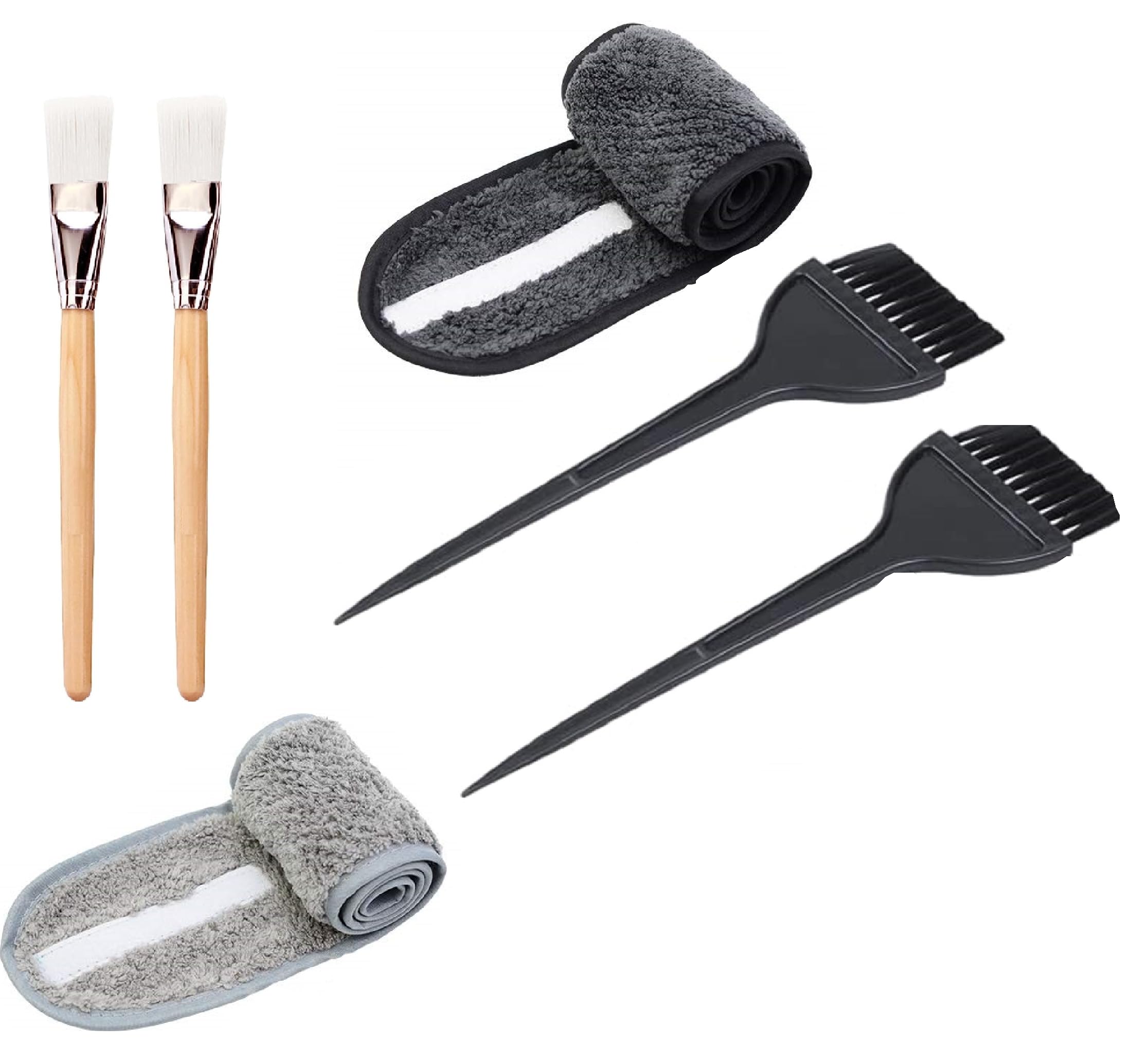 ZAUKY Professional Hair Dye Brush Set - 2 Pack with 2 Polycotton Headbands & 2 Bleach Brushes for Women & Men - Perfect for Salon, Home Hair Coloring & DIY Beauty Treatments