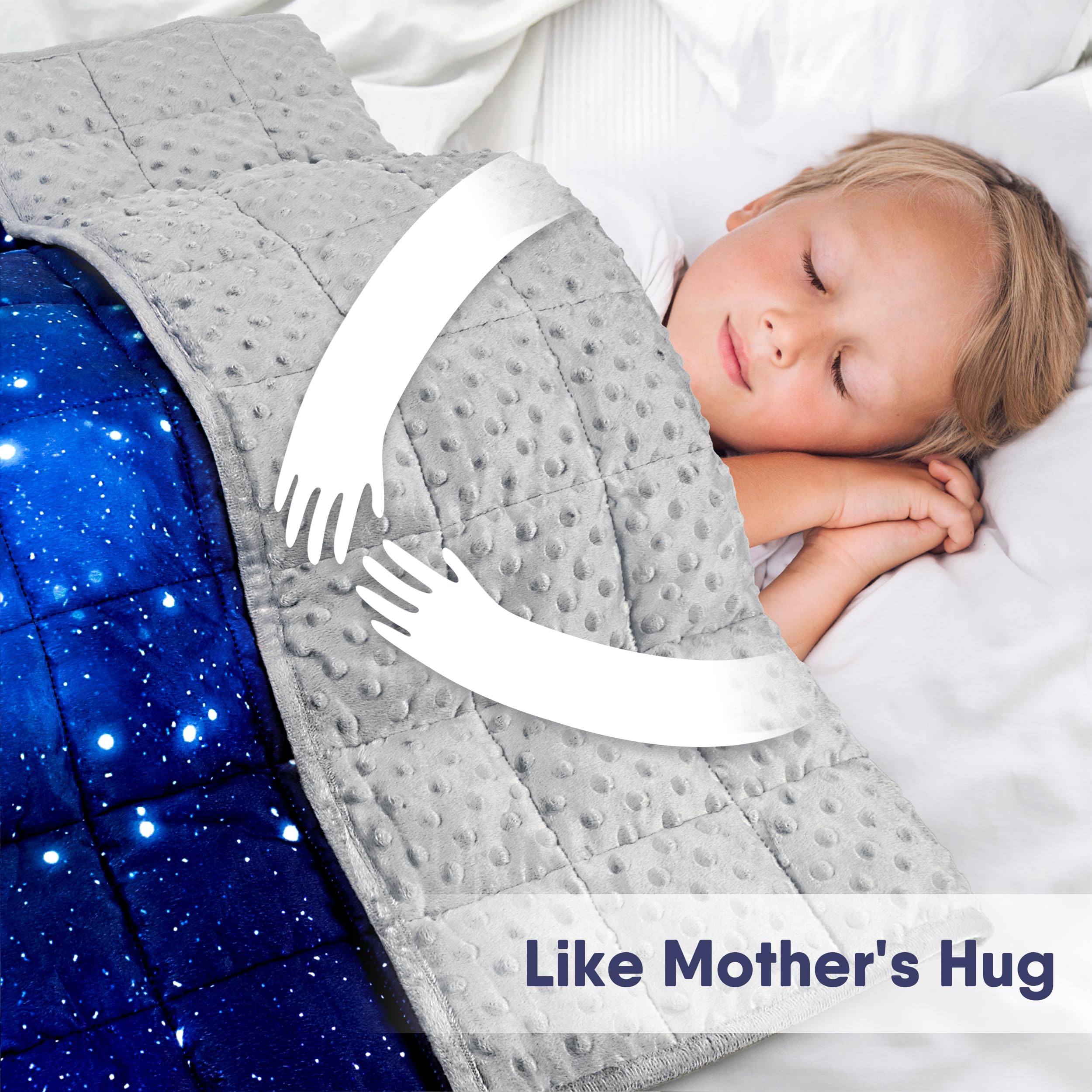 Solfres 7lbs Weighted Blanket for Kids & Teens - 41x60 Inch Ultra Soft Heavy Blanket with Nebula Galaxy Print - Sensory Therapy for Anxiety, Stress Relief & Better Sleep