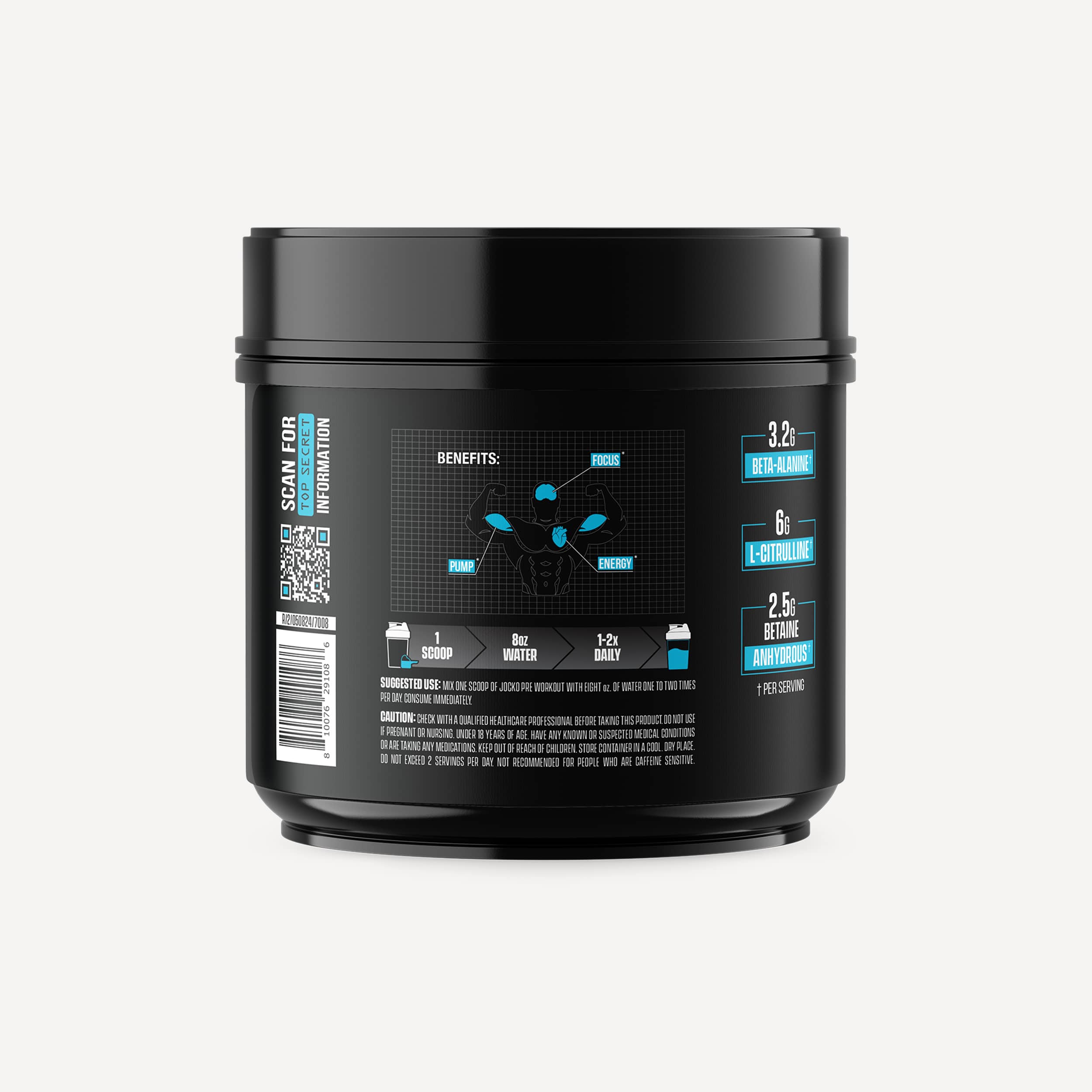 JOCKO Pre Workout Powder - Energy & Endurance Booster for Gym, Running & Fitness | Natural Performance Enhancer for Men & Women