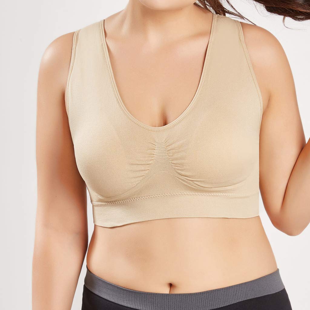 Women's Plus Size Sports Bras - Ultra Thin Full Coverage Yoga Bra for Fitness & Workouts (Beige, XXXXXL) | High Support Activewear for Running, Gym & Daily Wear