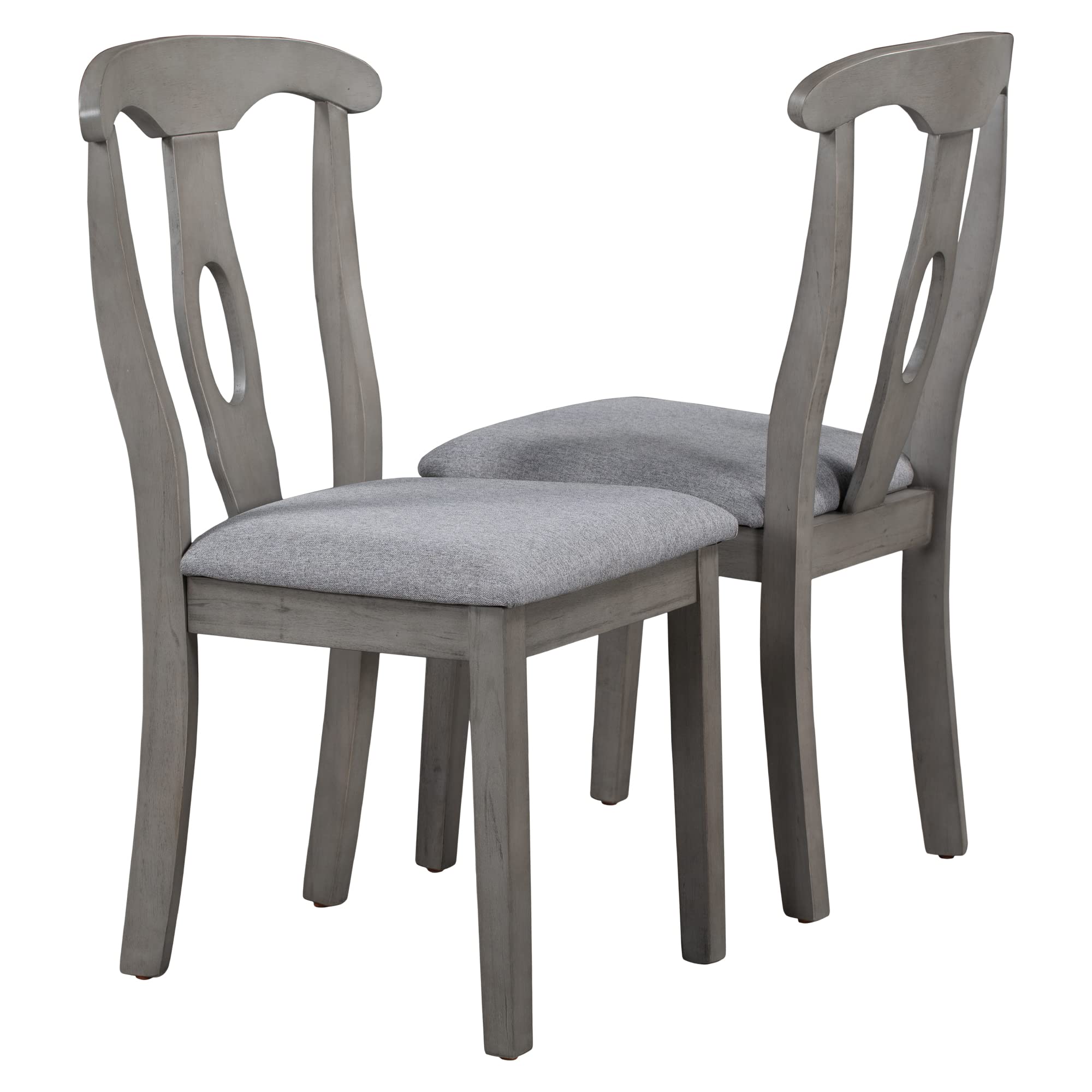 Set of 4 Rustic Wood Upholstered Dining Chairs - Farmhouse Style Kitchen & Dining Room Chairs for Home Decor & Entertaining