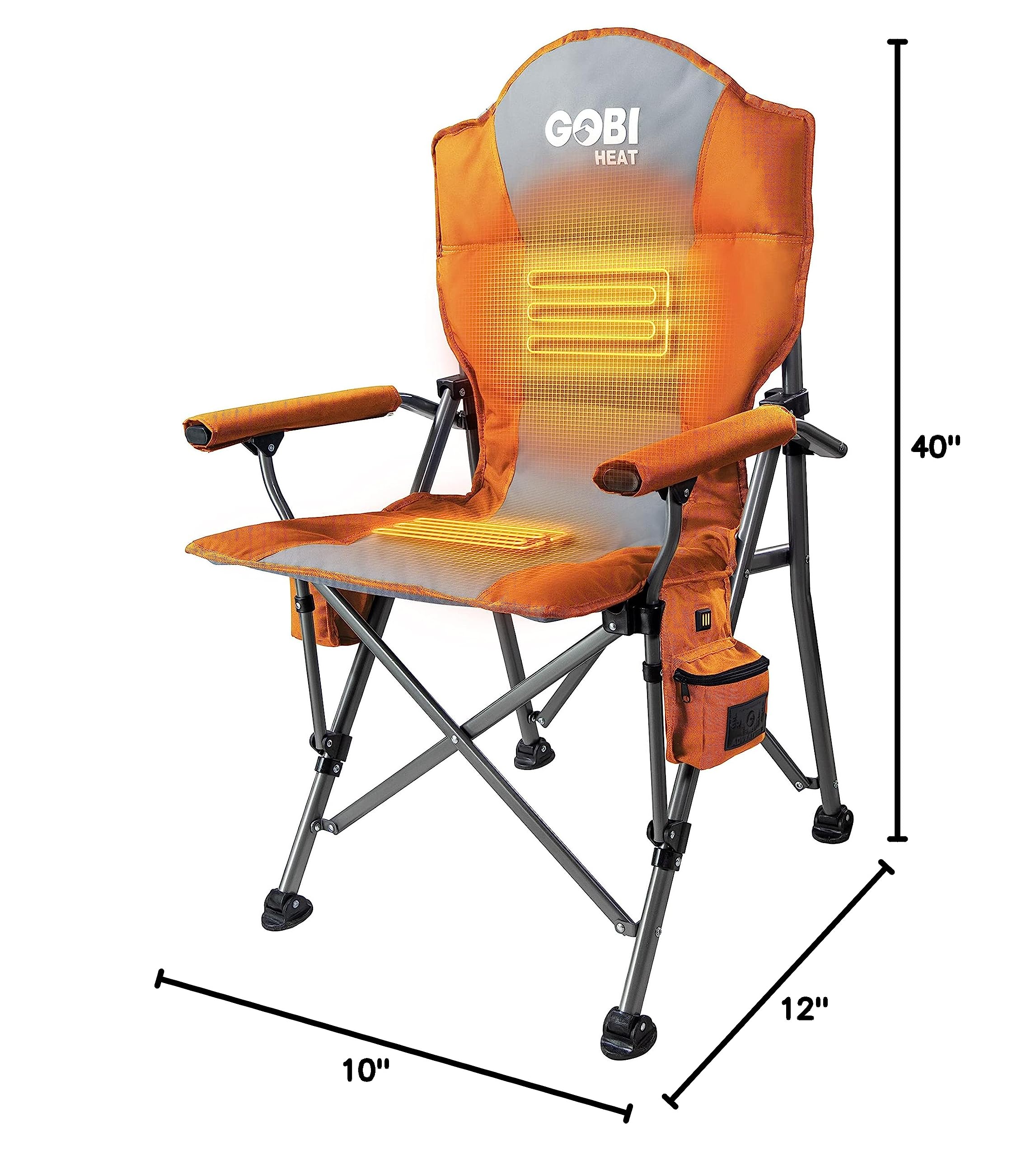Gobi Heat - Terrain Portable Heated Camping Chair with 3 Adjustable Heat Settings - Outdoor Folding Chair for Winter Camping, Hunting & Backpacking - Perfect for Cold Weather Adventures, Tailgating & Ice Fishing
